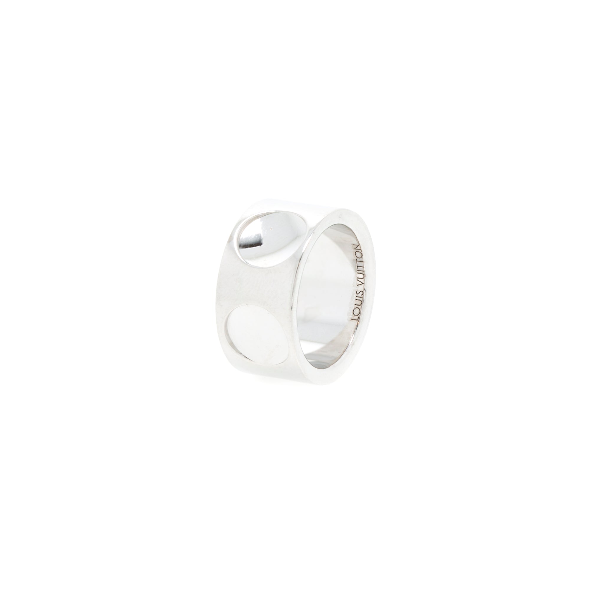 Louis Vuitton 18k White Gold Wide Empreinte Ring