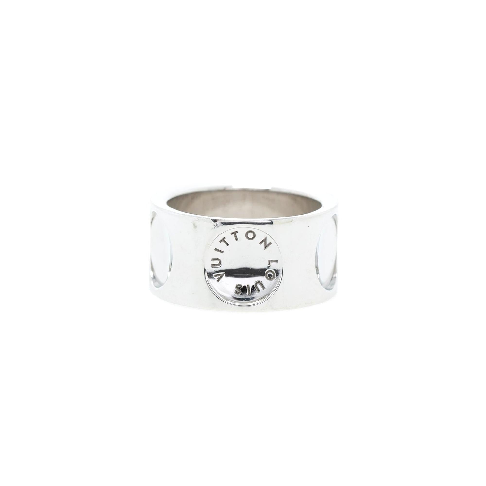 Louis Vuitton 18k White Gold Wide Empreinte Ring