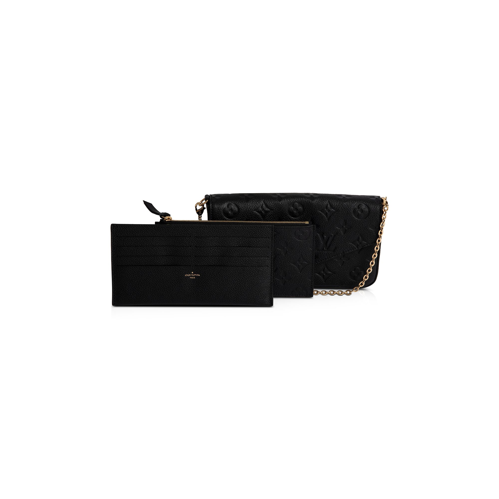 Louis Vuitton 2021 Black Monogram Empreinte Felicie Pochette Bag w/ Box