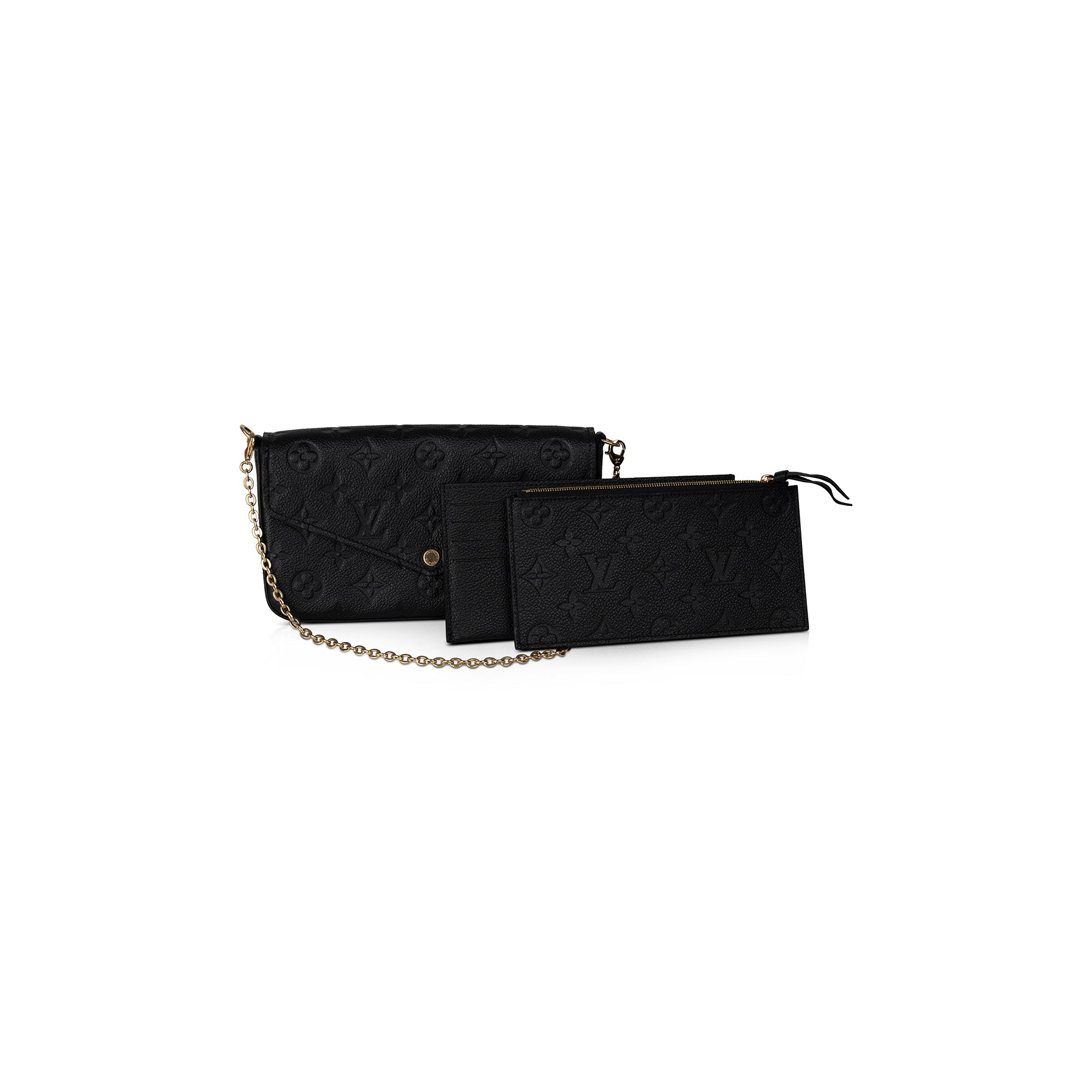 Louis Vuitton 2021 Black Monogram Empreinte Felicie Pochette Bag w/ Box & Receipt