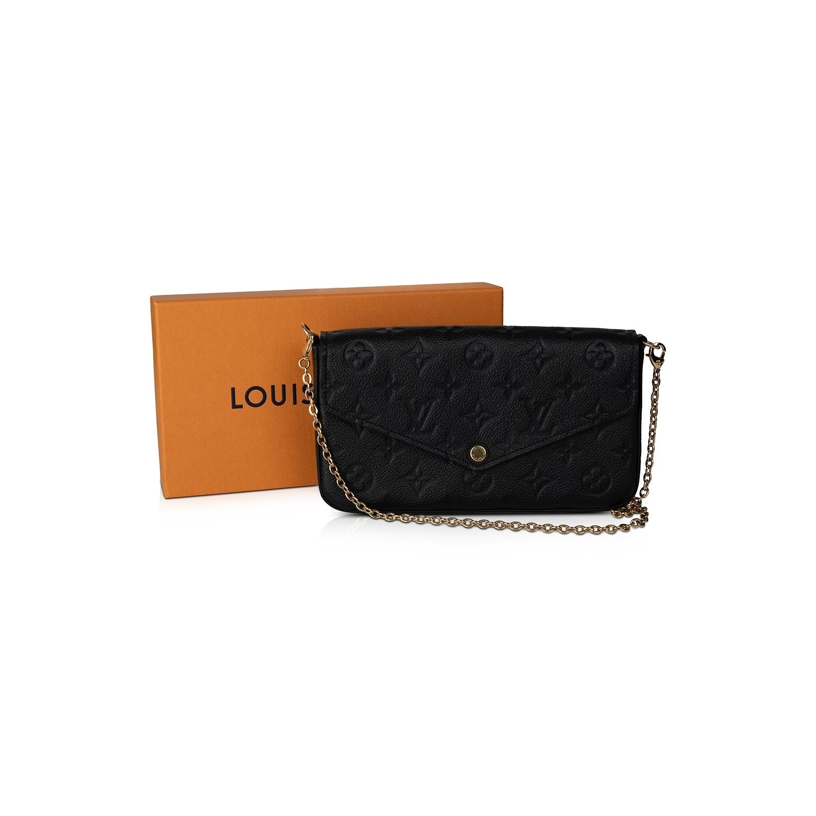 Louis Vuitton 2021 Black Monogram Empreinte Felicie Pochette Bag w