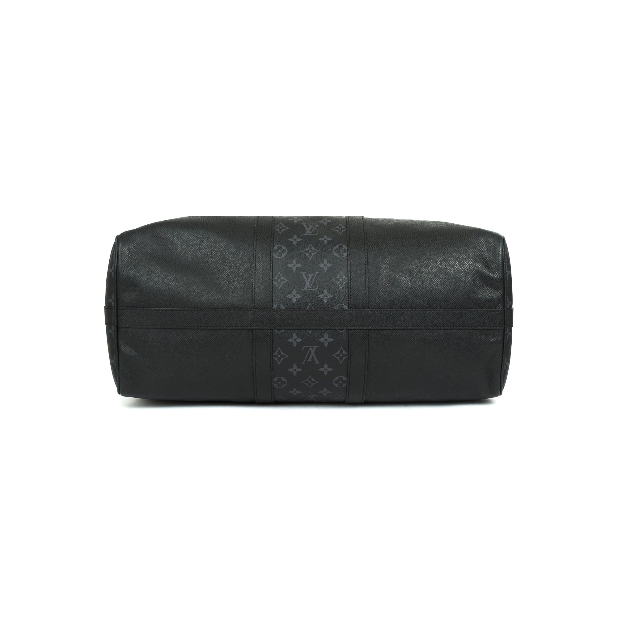 Louis Vuitton 2021 Black Taiga Leather and Monogram Eclipse Keepall Bandouliere 50