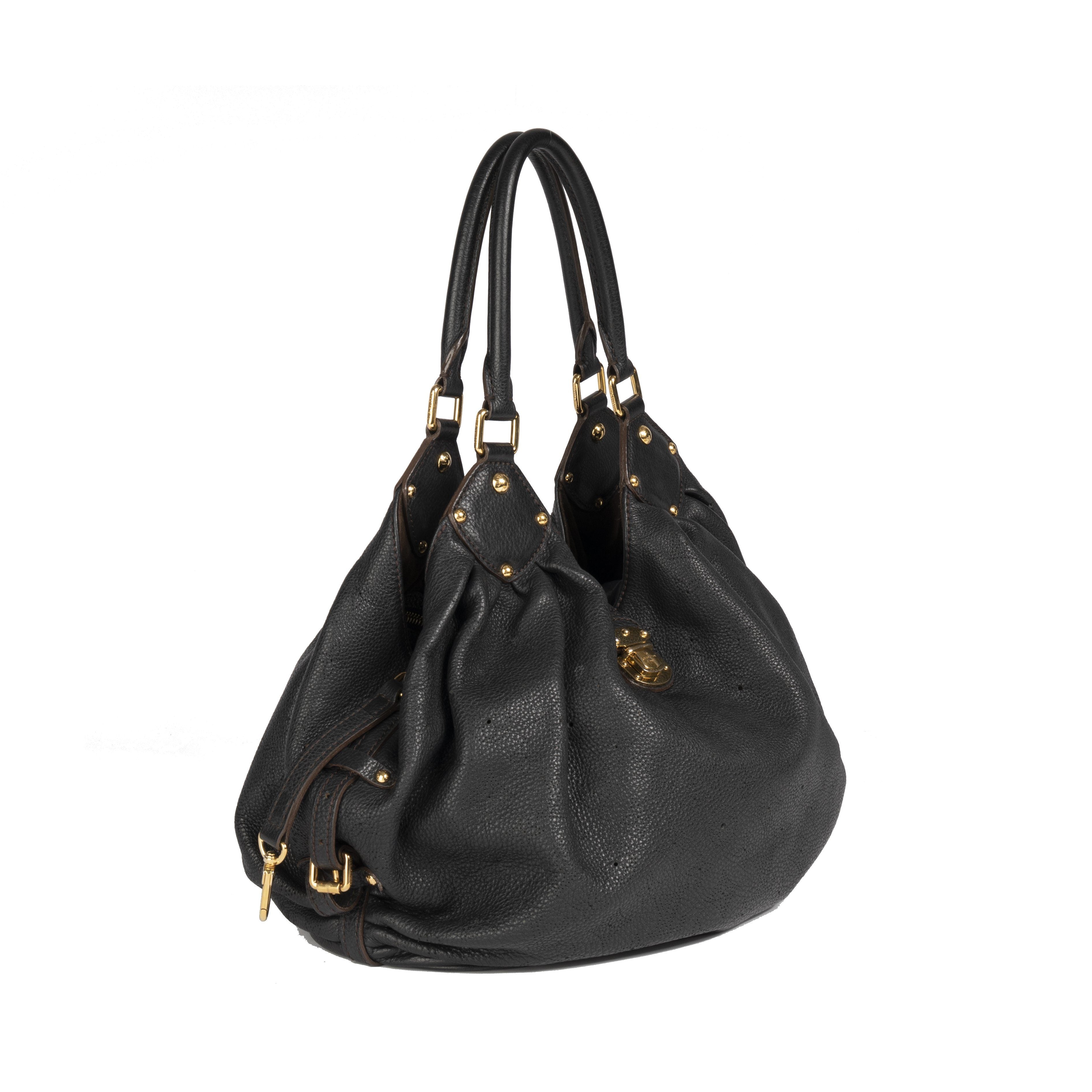 Louis Vuitton Black Mahina L Hobo w/ Receipt