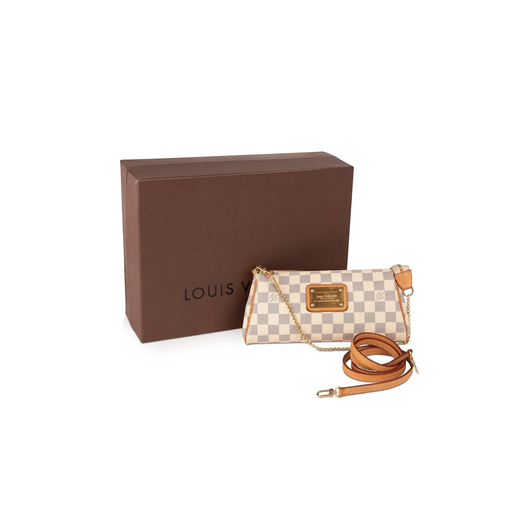 Louis Vuitton Damier Azur Eva Clutch W/ Strap & Box