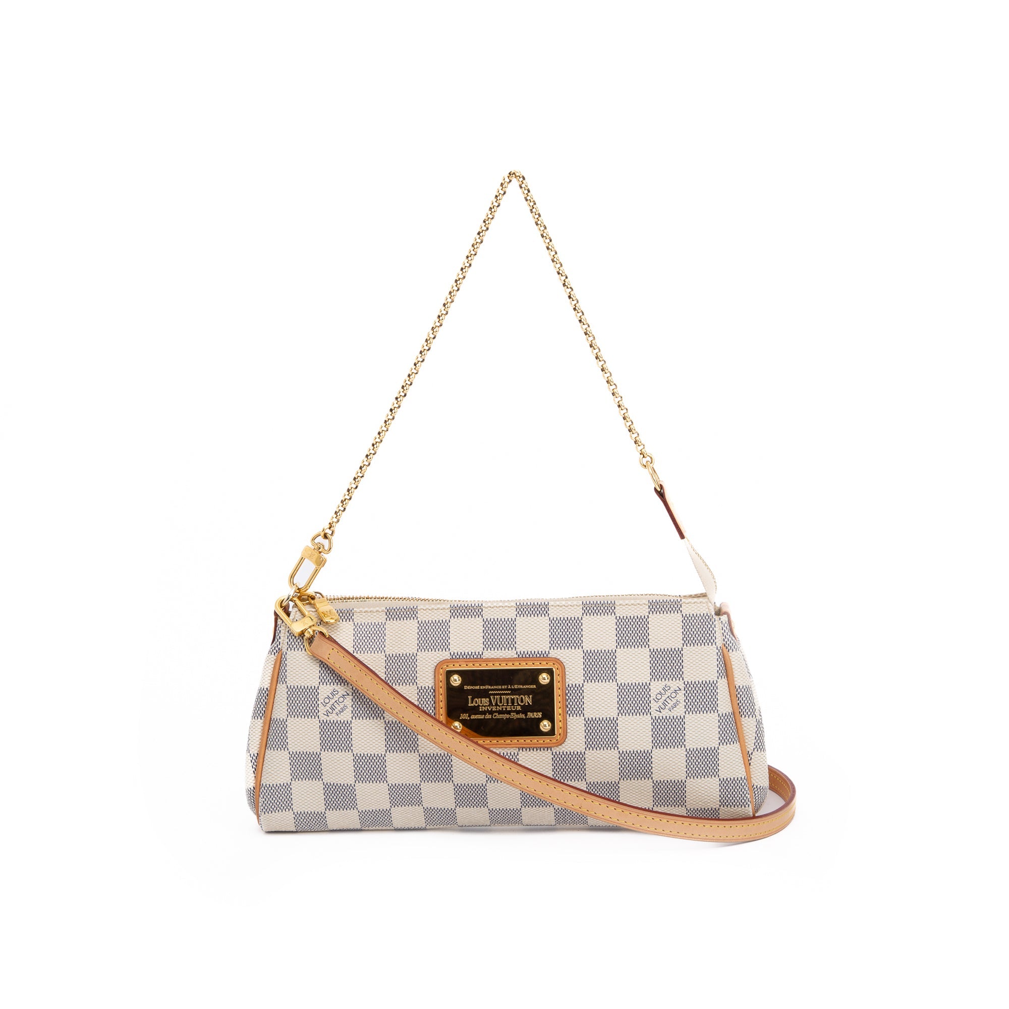 Louis Vuitton Damier Azur Eva Clutch w/ Strap & Box