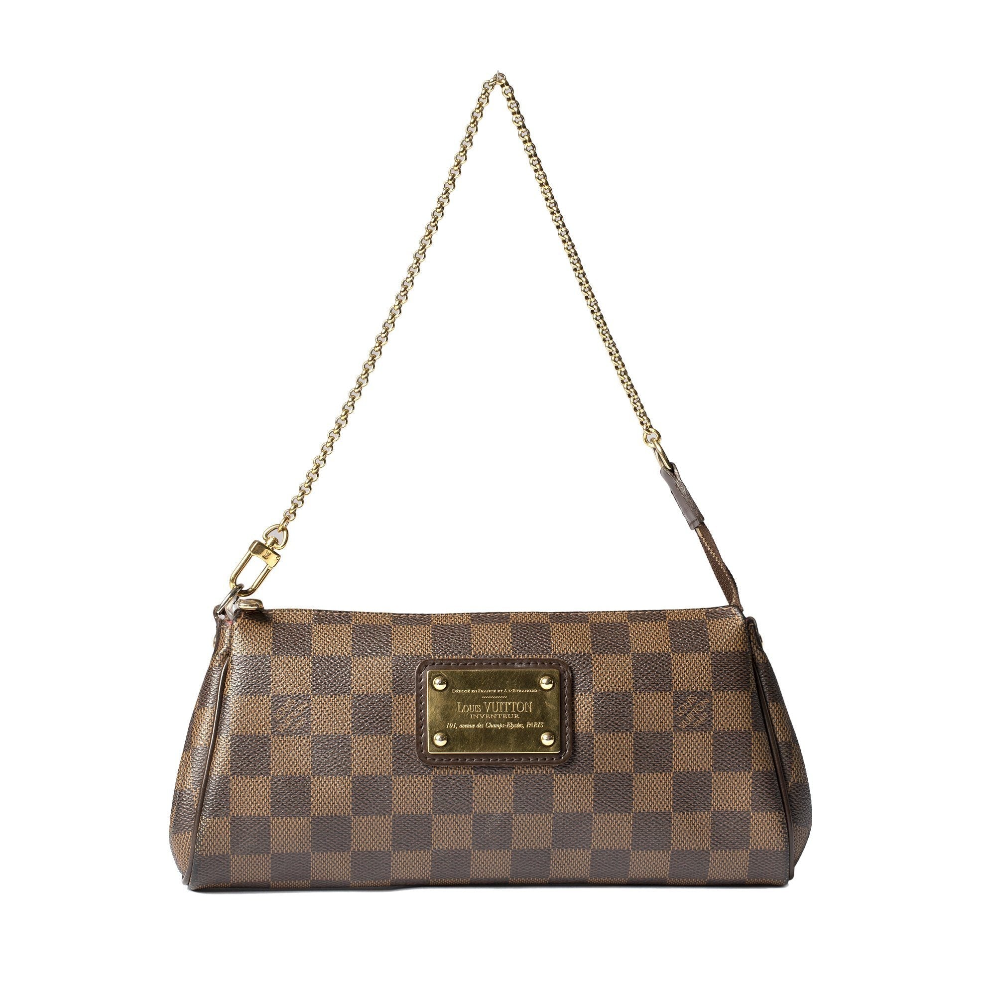 Louis Vuitton Damier Ebene Eva Clutch w/ Shoulder Strap