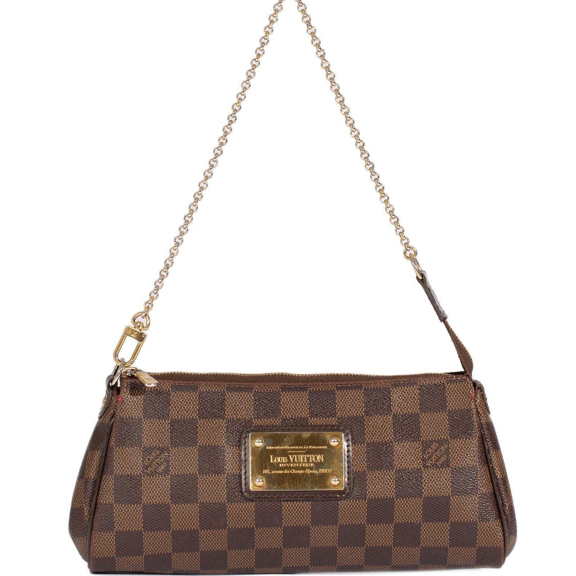 Louis Vuitton Damier Ebene Eva Clutch w/ Shoulder Strap