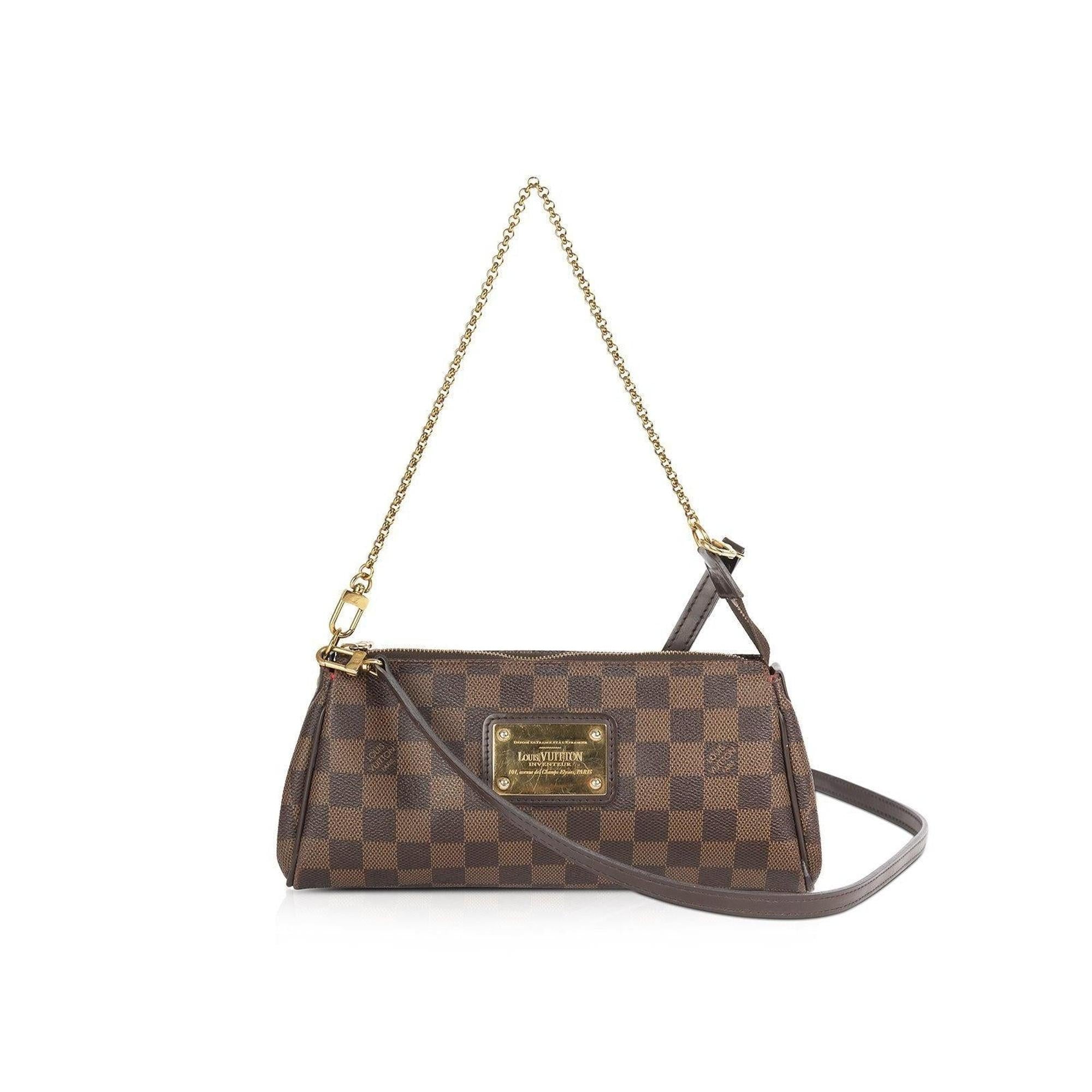 Louis Vuitton Damier Ebene Eva Clutch w/ Shoulder Strap