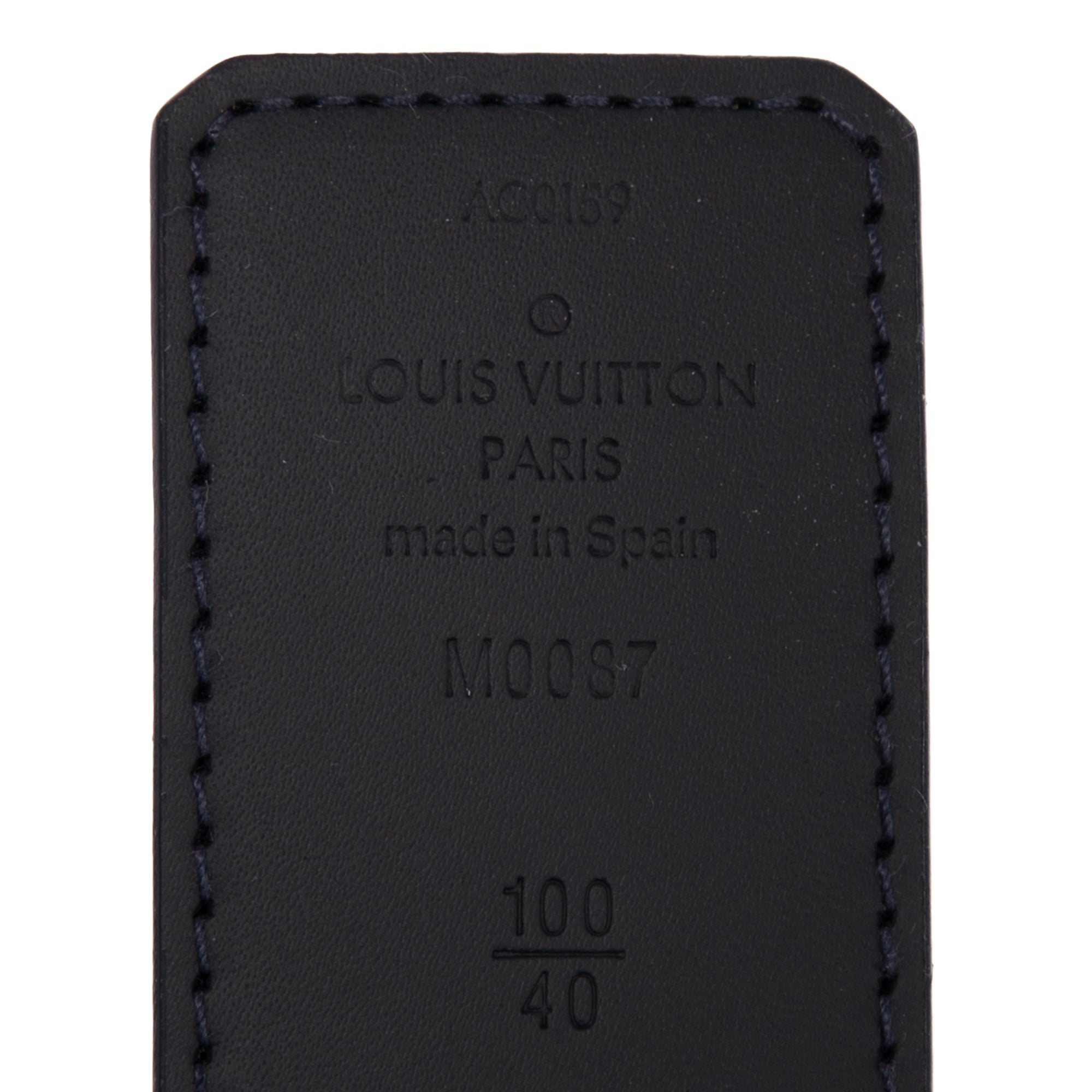 LOUIS VUITTON M9043T INITIALES REVERSIBLE MONOGRAM ECLIPSE 40MM WIDTH 95CM  LONG BELT WITH SILVER LV BUCKLE