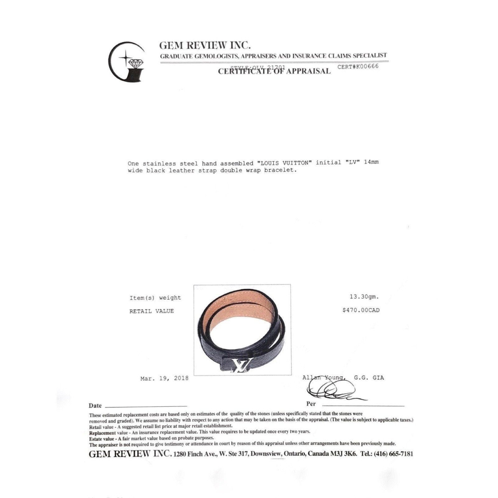Louis Vuitton Leather Strap Double Wrap Bracelet