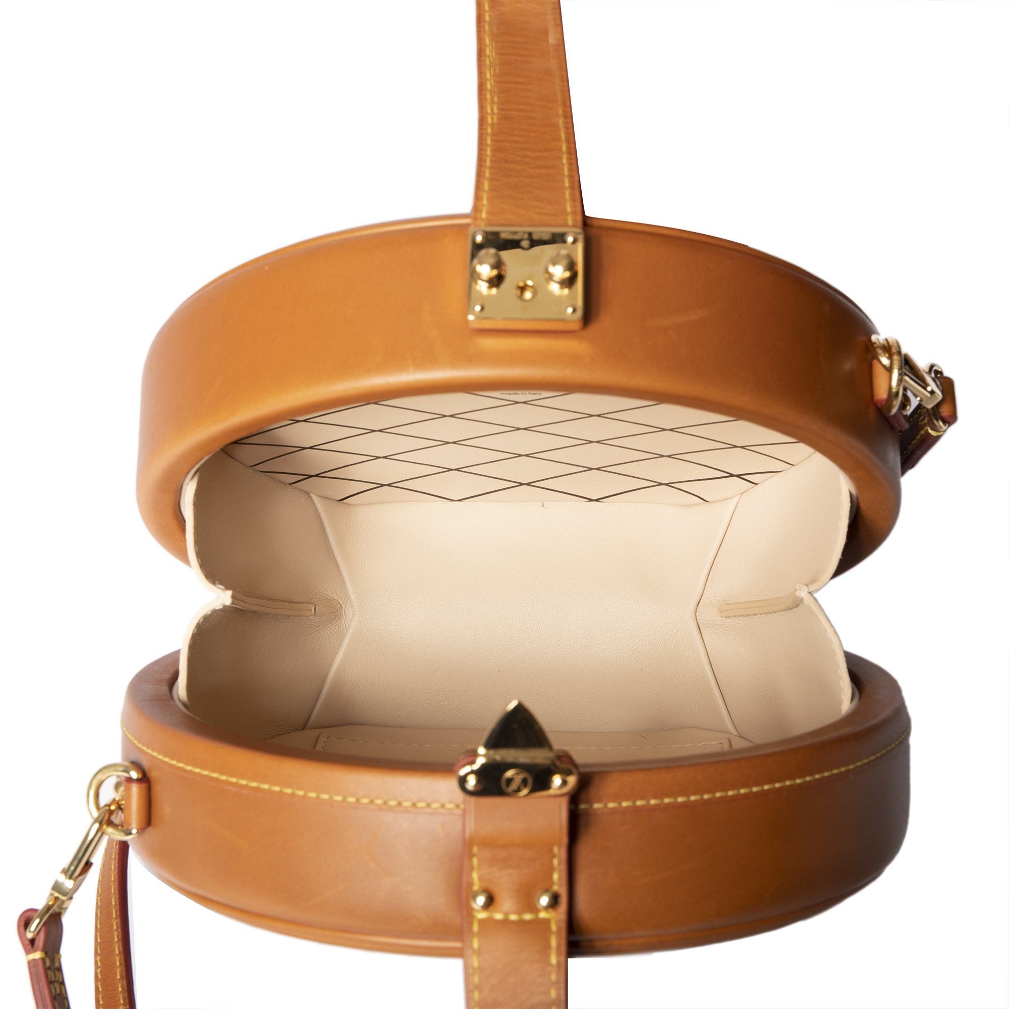 Louis Vuitton Brown Leather Grace Coddington Catogram Petite Boîte Chapeau by Ann's Fabulous Finds