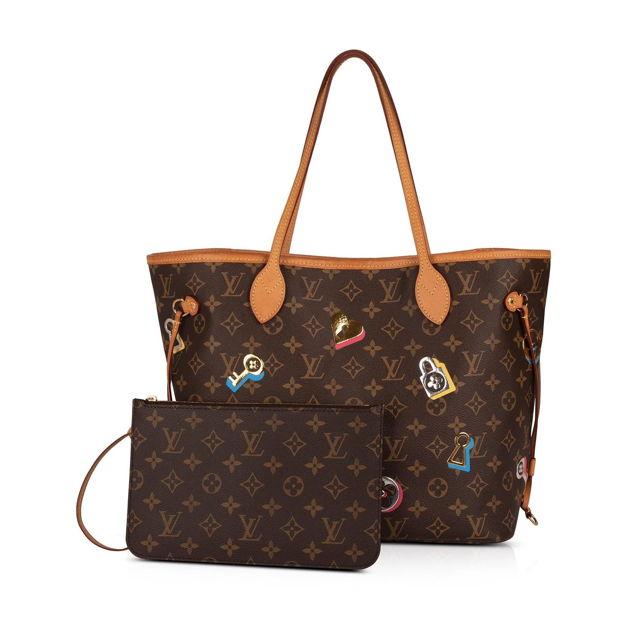 Louis Vuitton Limited Edition Monogram Love Lock Neverfull MM w/ Pouch & Box
