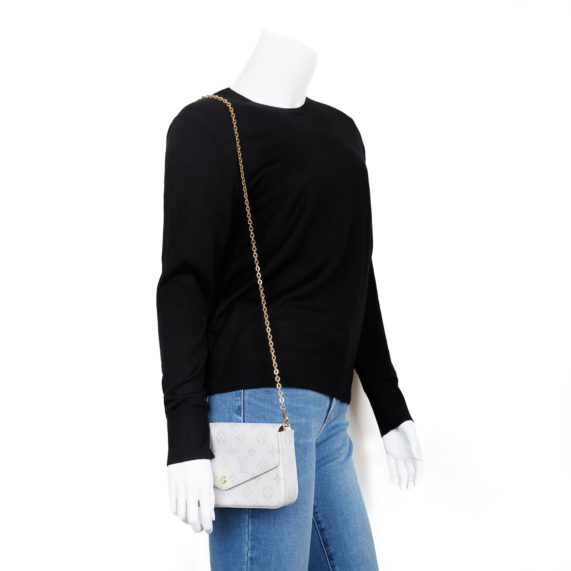 Louis Vuitton Limited Edition White Monogram Felicie Pochette w/ Inserts