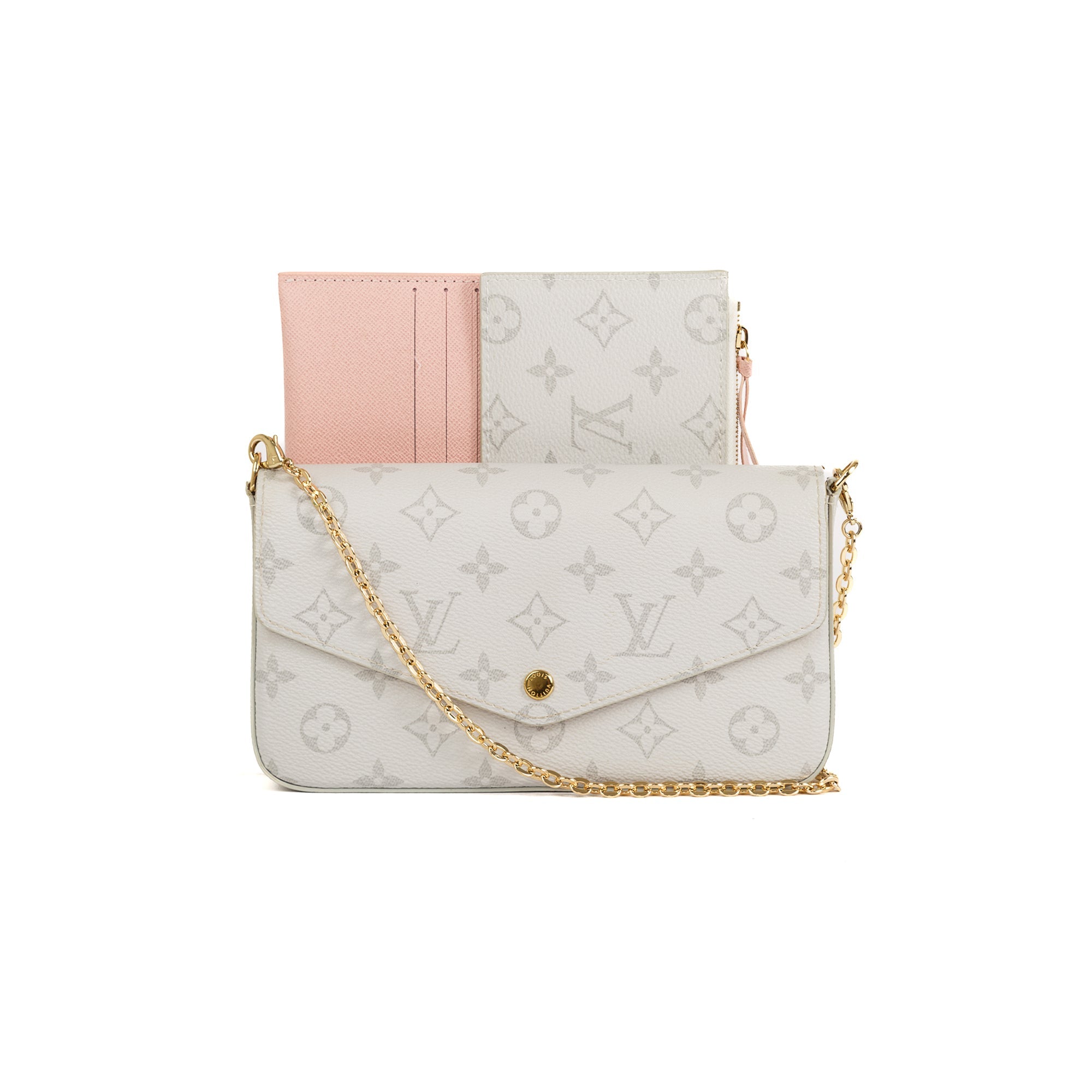 Louis Vuitton Limited Edition White Monogram Felicie Pochette w/ Inserts