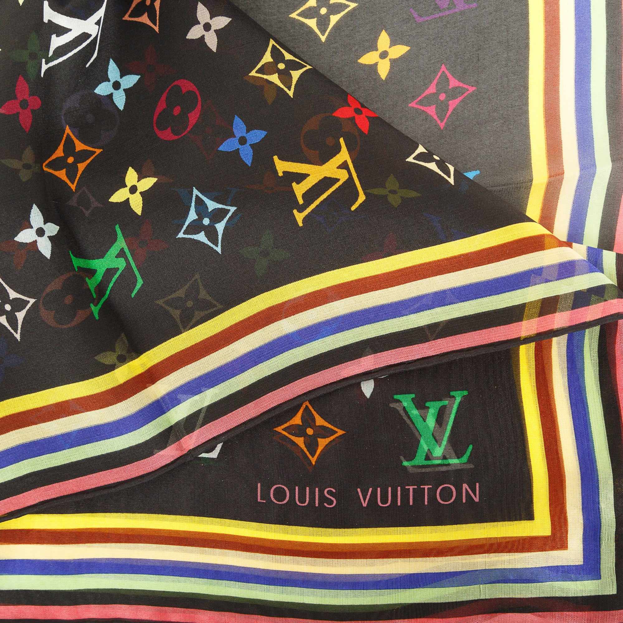 Louis Vuitton シルクバンダナ マルチカラーホログラム Louis Vuitton Monogram Multicolor Bandana Scarf – OLIVER'S