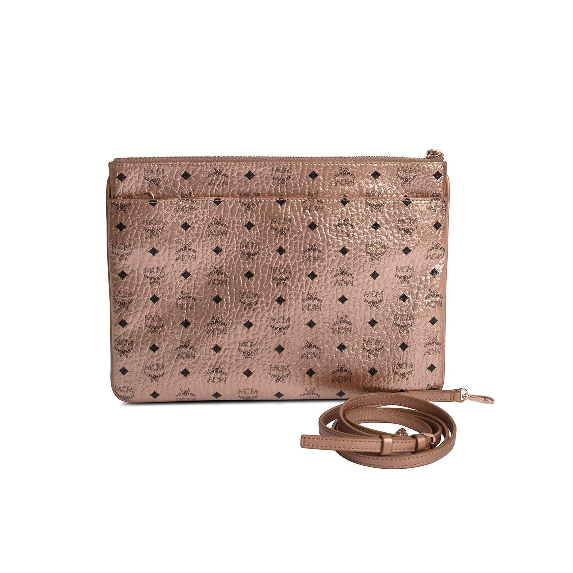 MCM Metallic Visetos Crossbody Pouch Bag