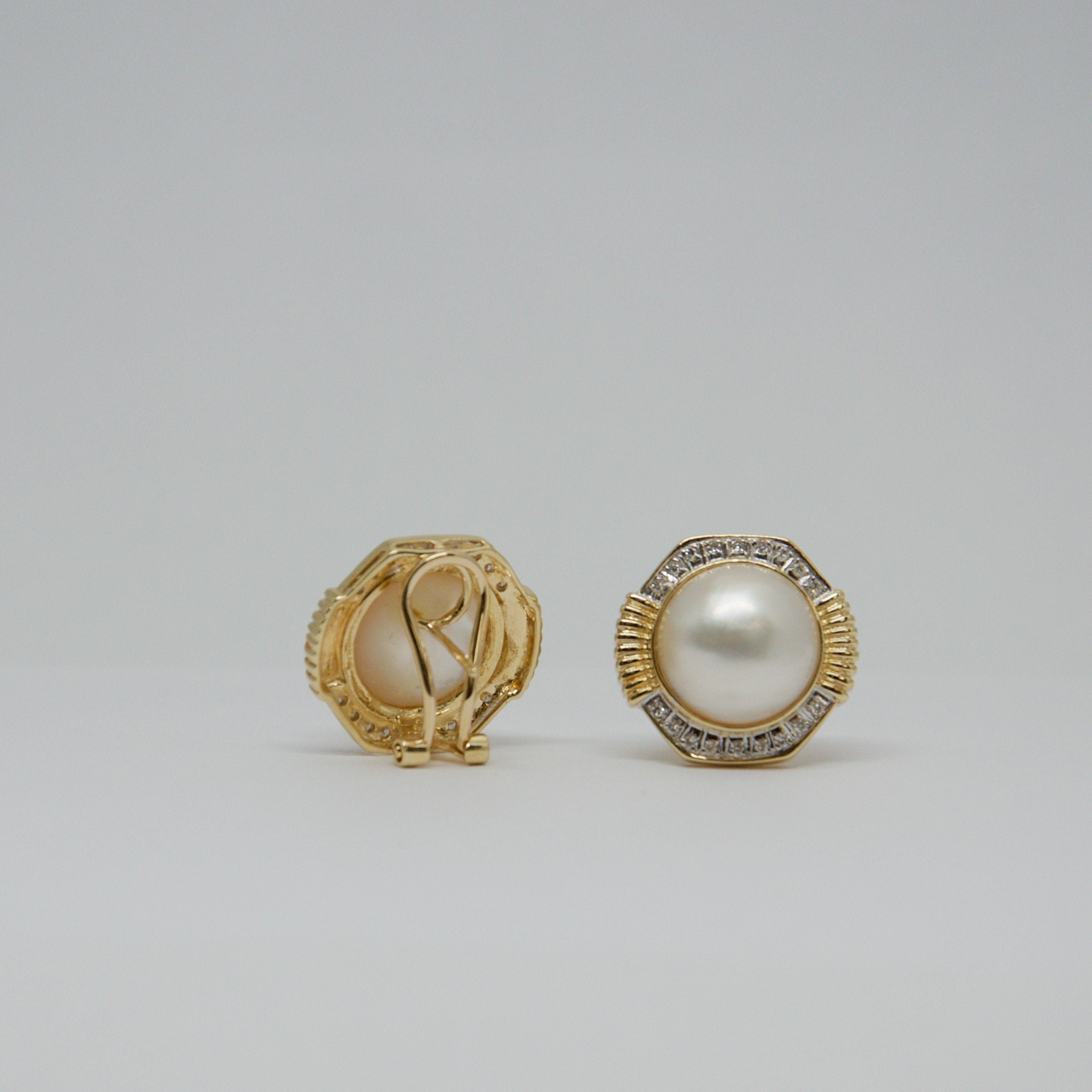 Mabe Pearl and Diamond Earrings