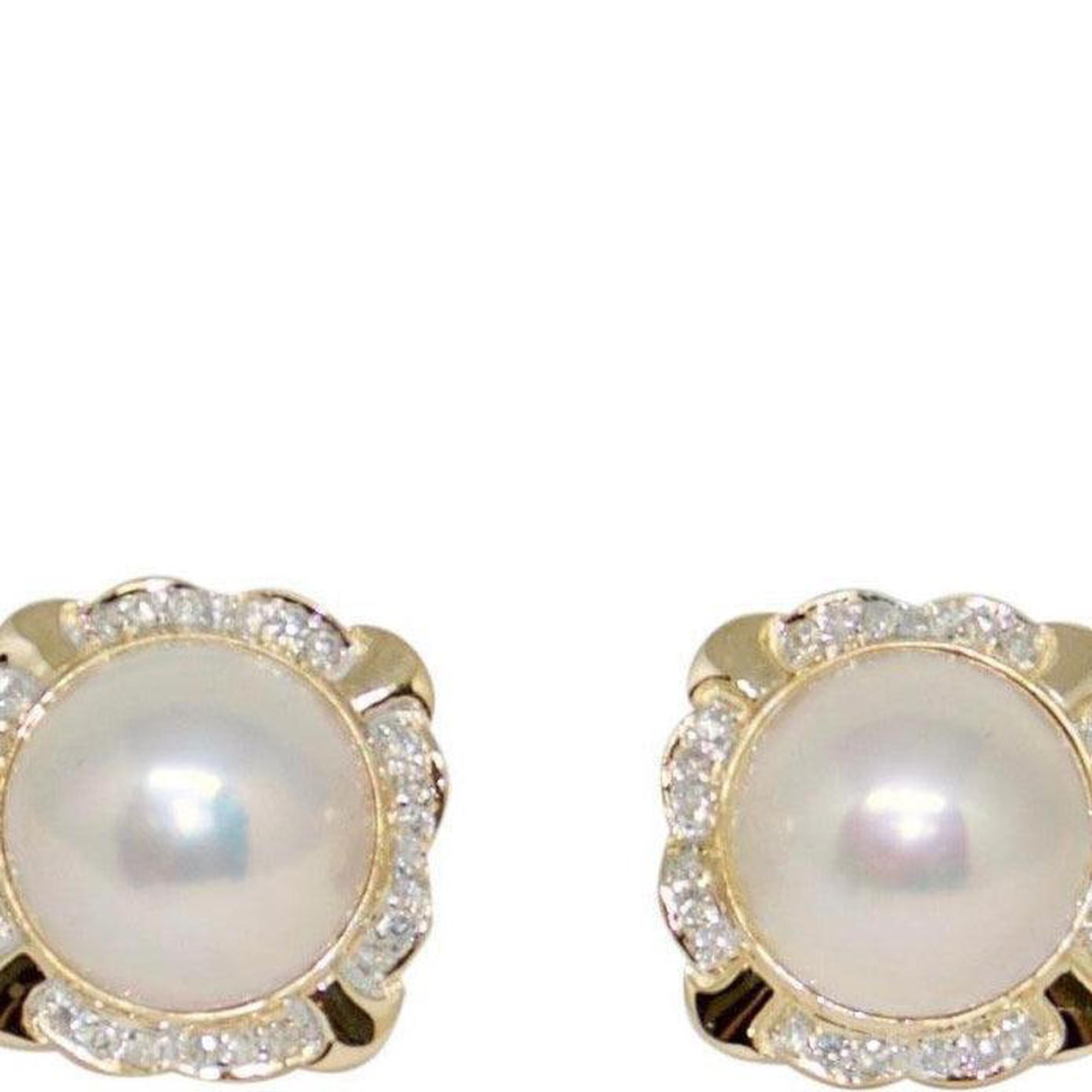 Mabe Pearl and Diamond Earrings