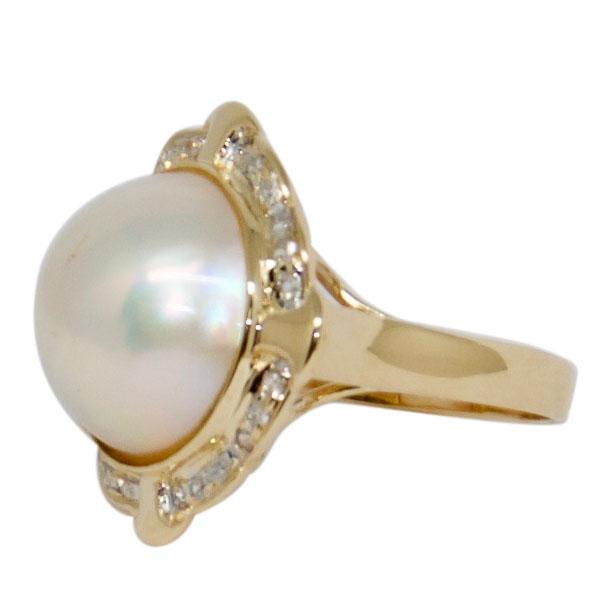 Mabe Pearl and Diamond Ring