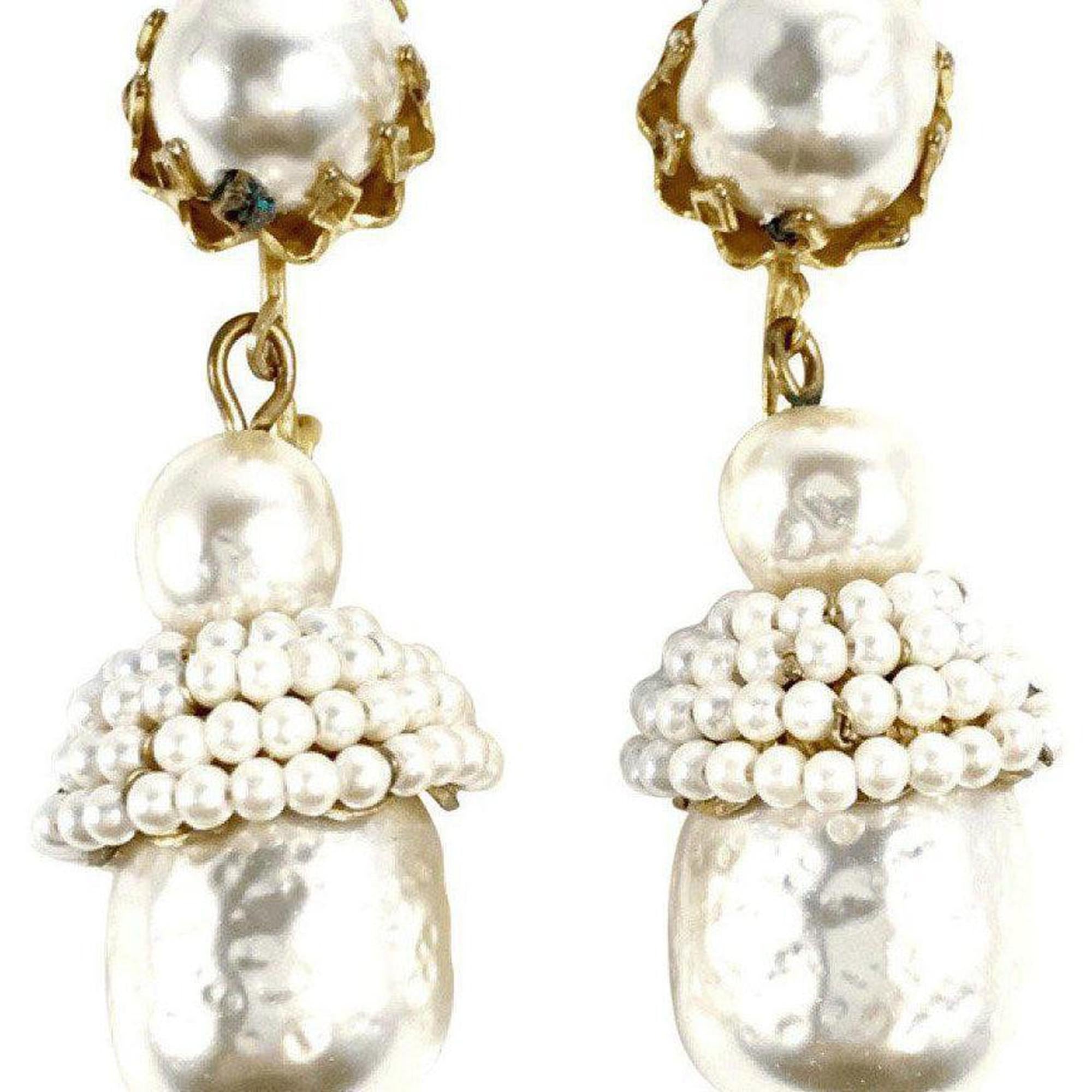 Miriam Haskell Faux Pearl Drop Earrings