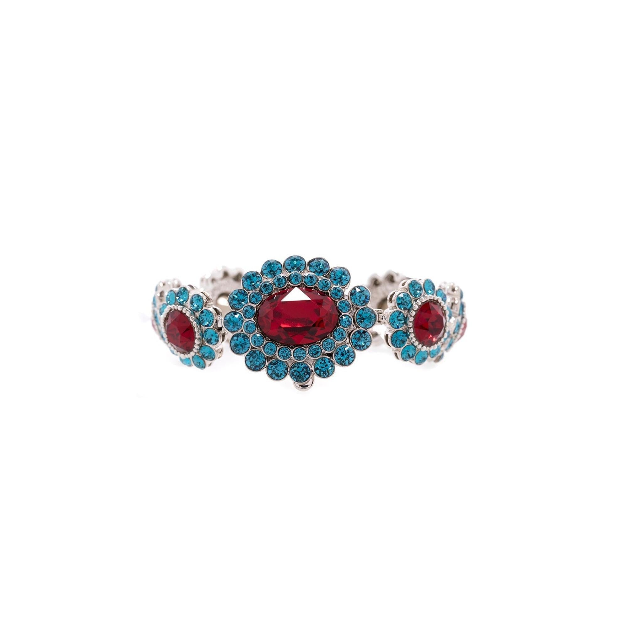 Miu Miu Crystal Rebels Flower Link Bracelet w/ Box
