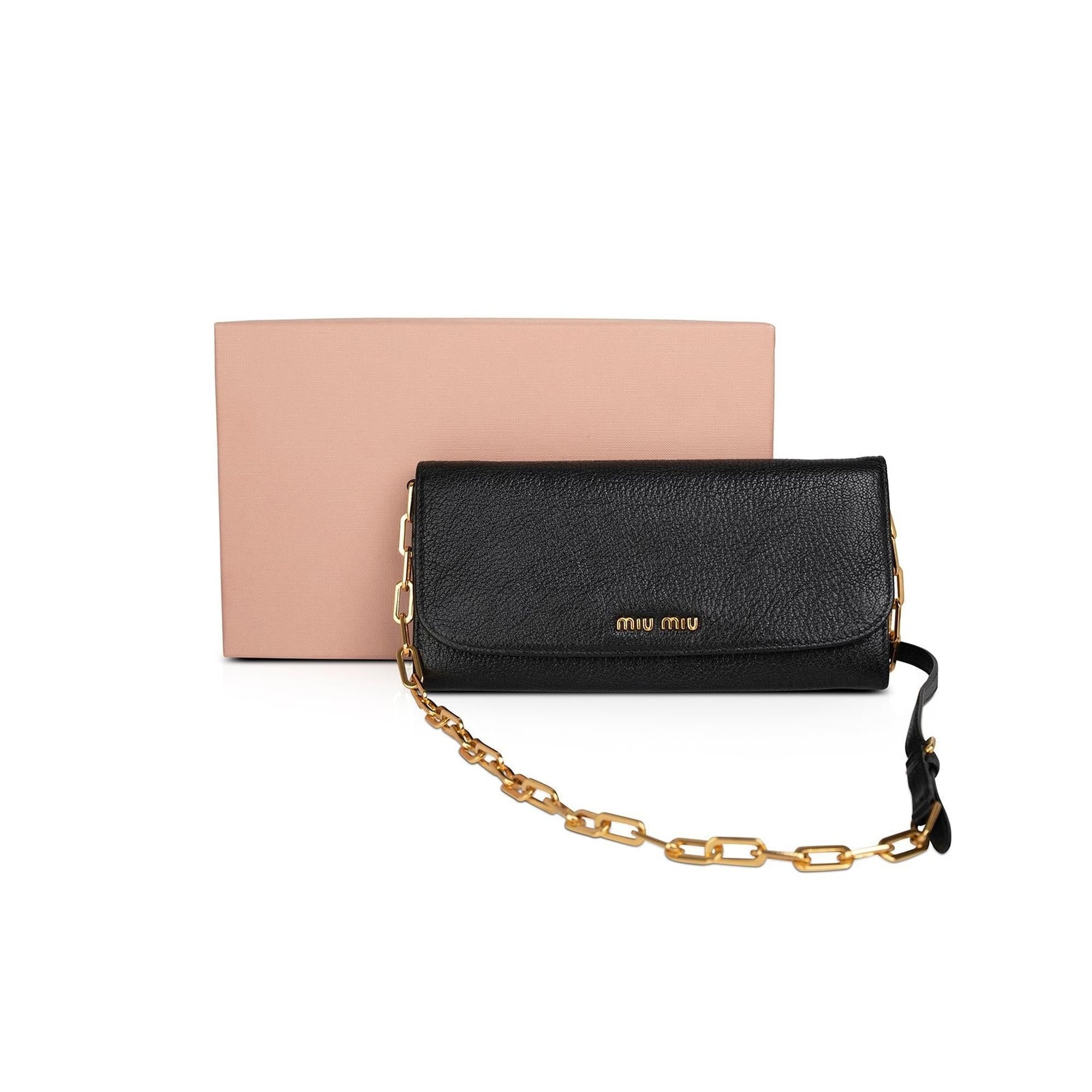 Miu Miu Madras Leather Wallet on Chain w/ Box