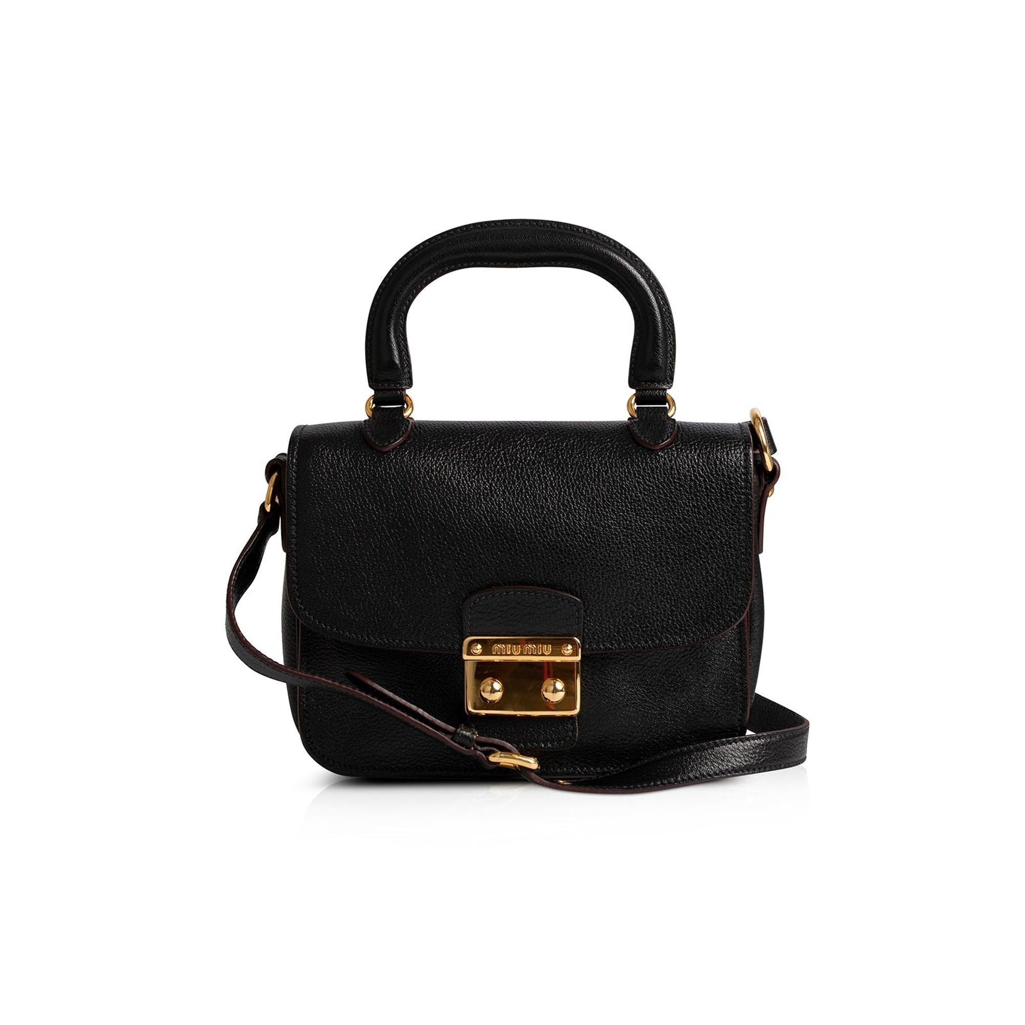 Miu Miu Small Madras Leather Top Handle Crossbody Bag