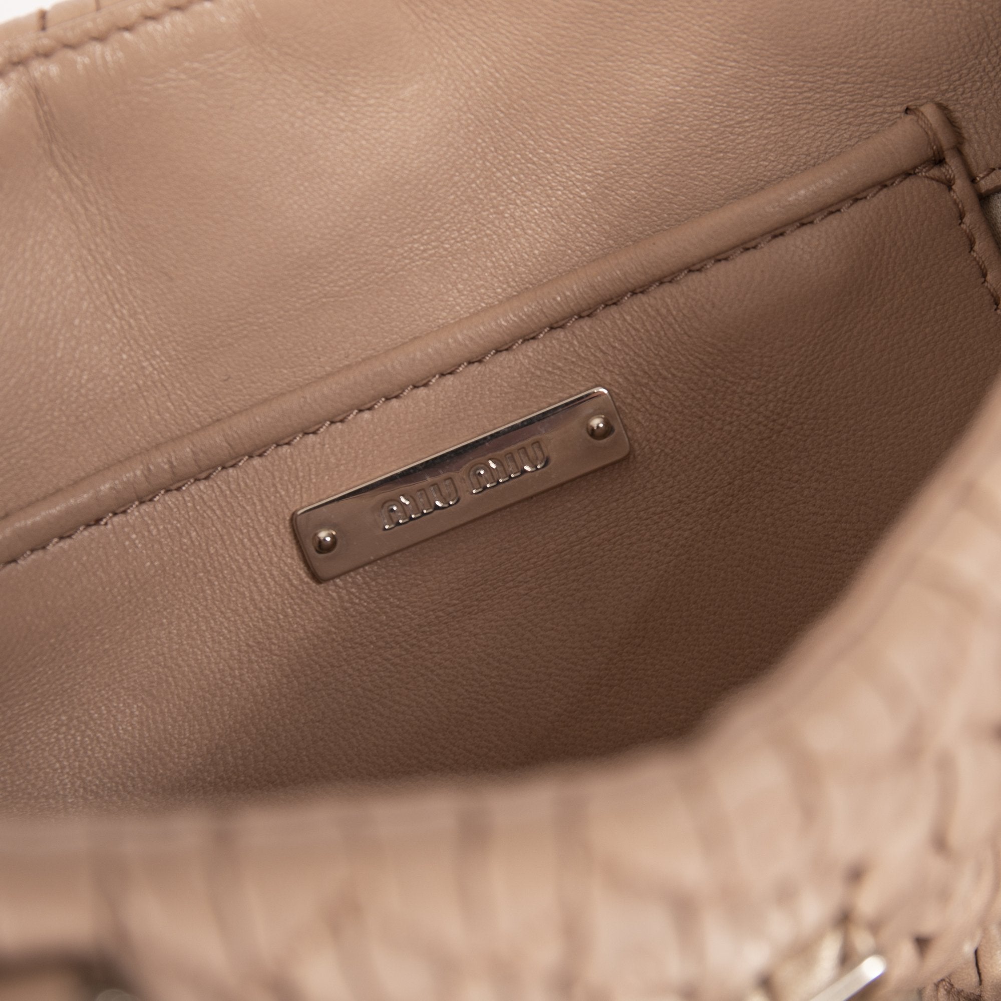 Miu Miu Small Nappa Crystal Matelasse Leather Tote