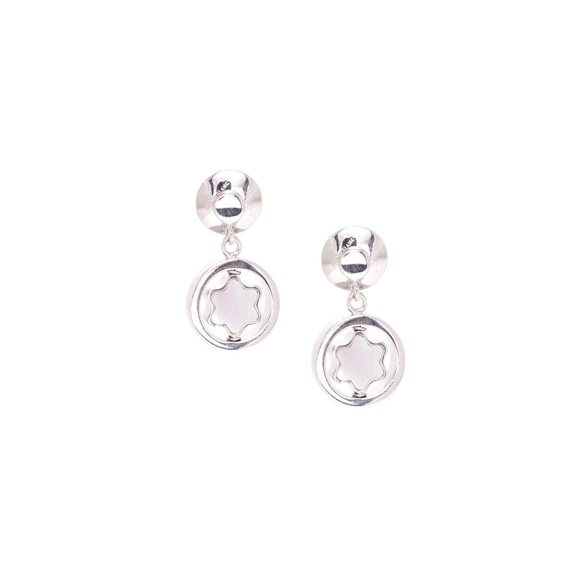 Montblanc Star Signet Mother of Pearl Drop Earrings w/ Box