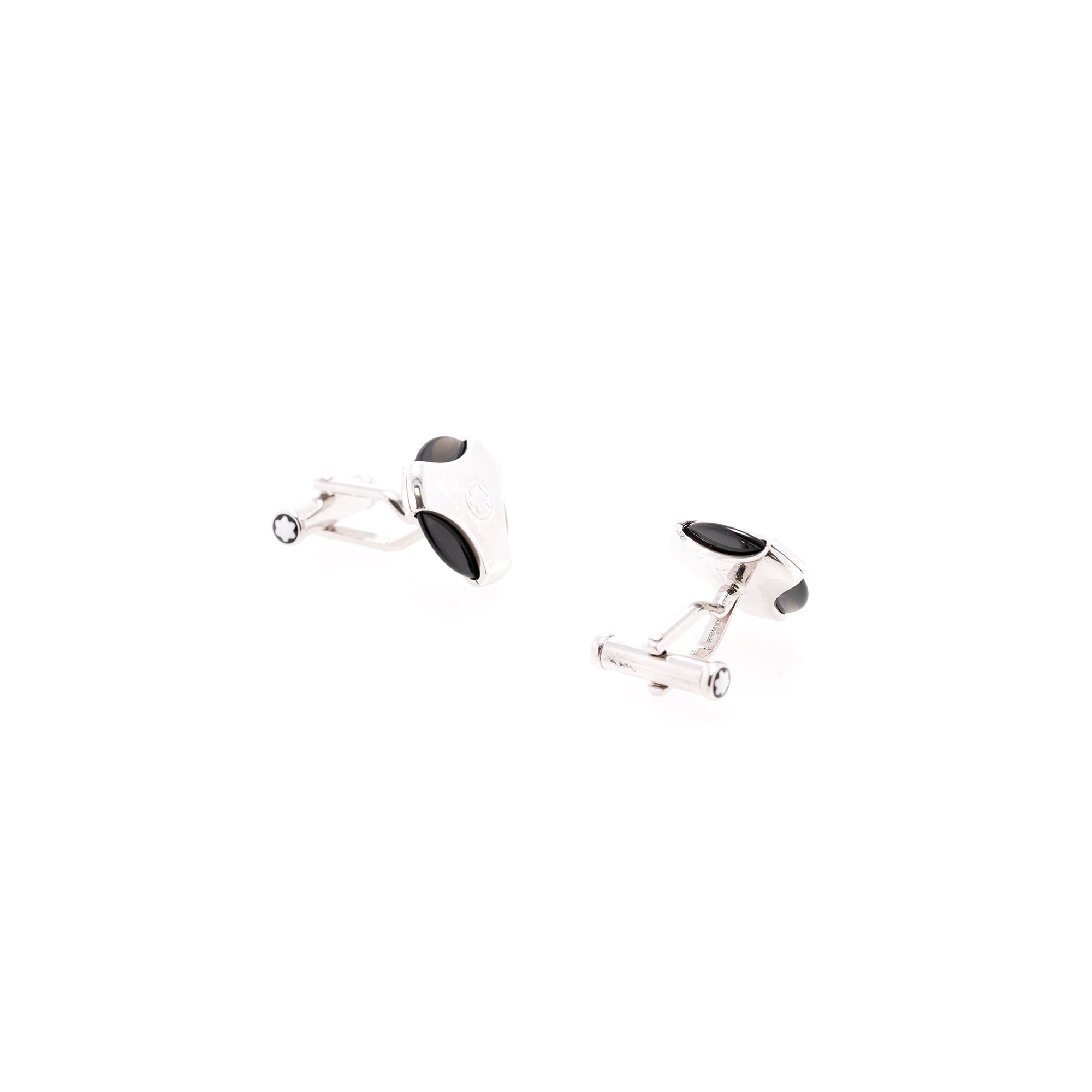 Montblanc Sterling Silver & Black Obsidian Cufflinks