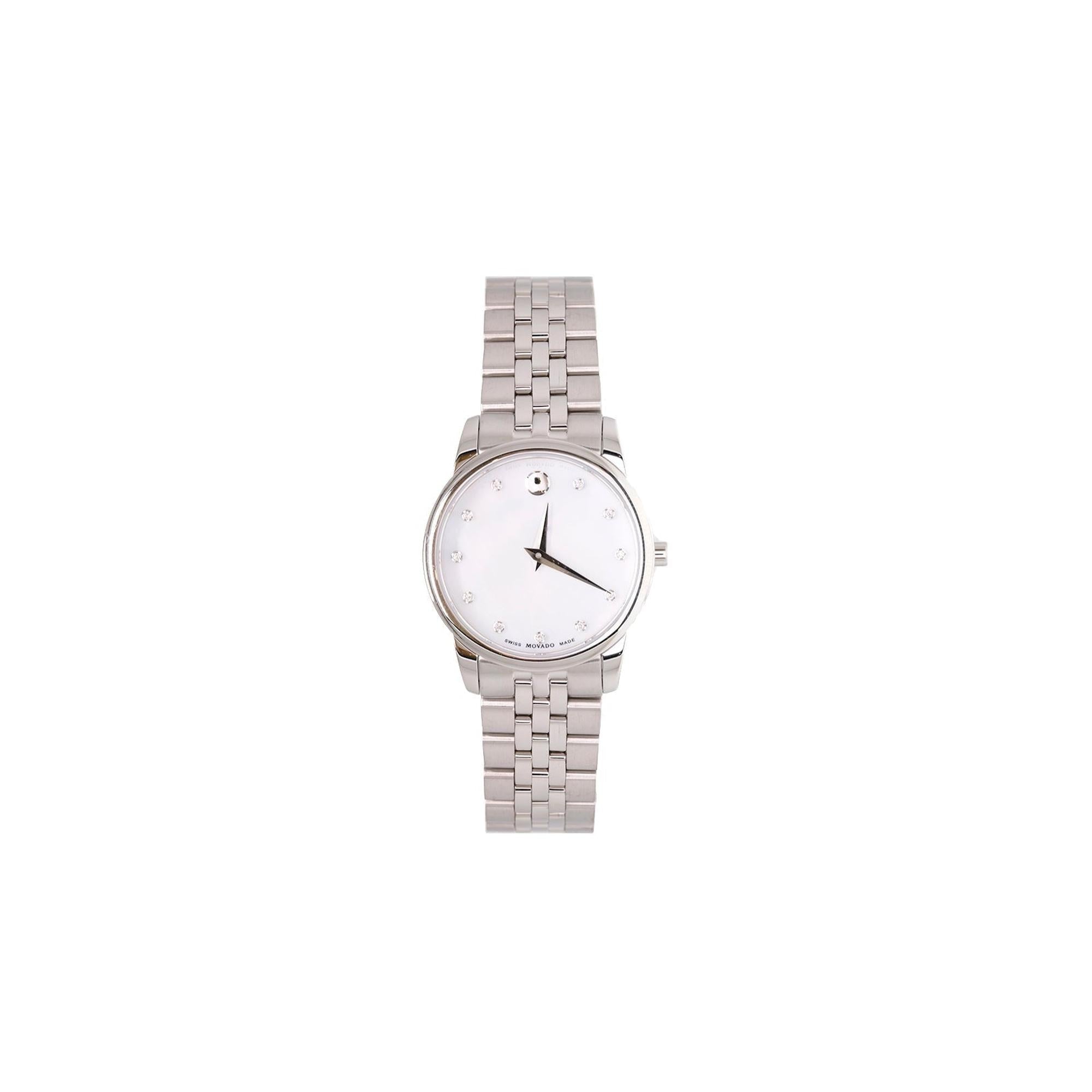 Movado Museum Watch w/ Mother of Pearl Diamond Dial