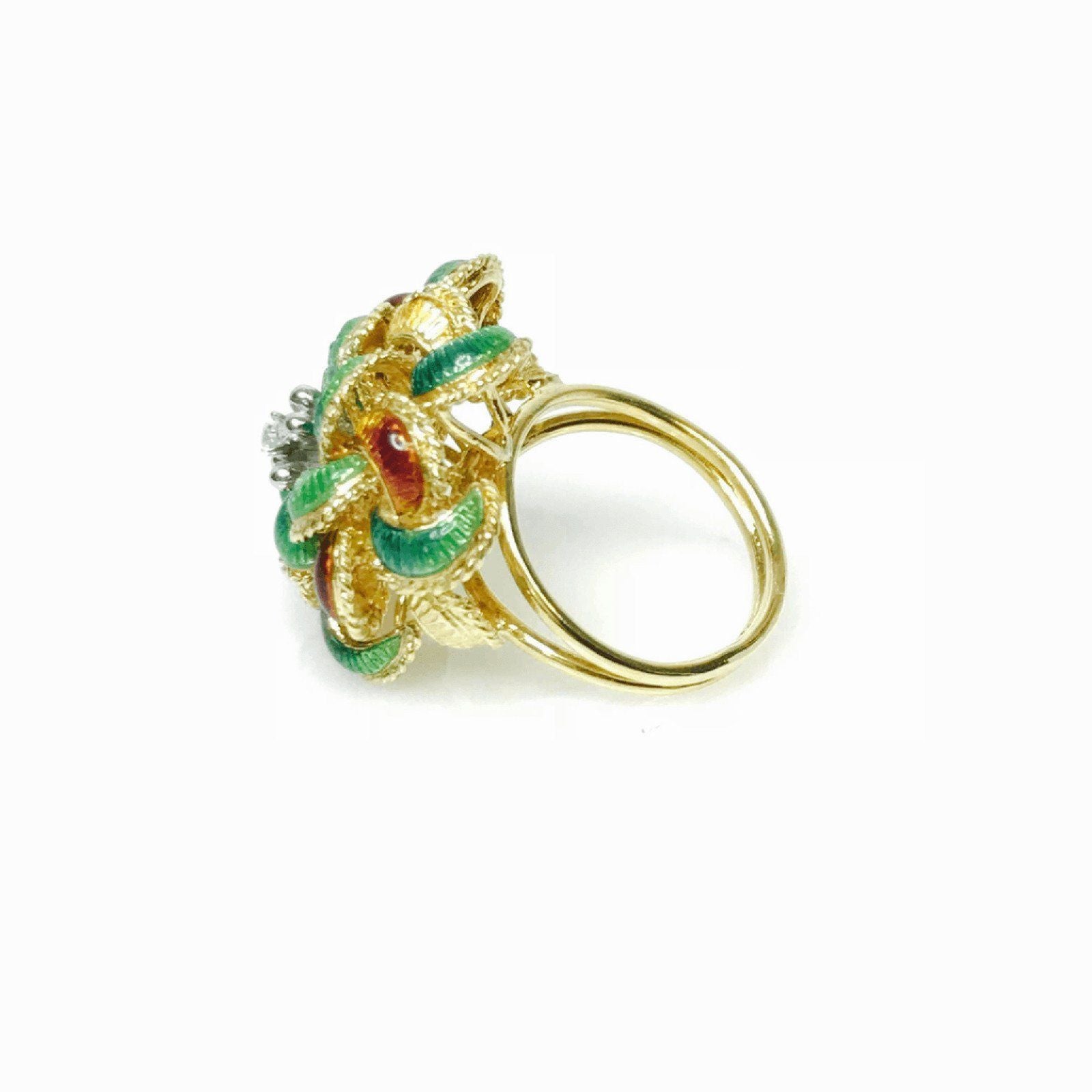 Multi Colour Enamel and Diamond Ring