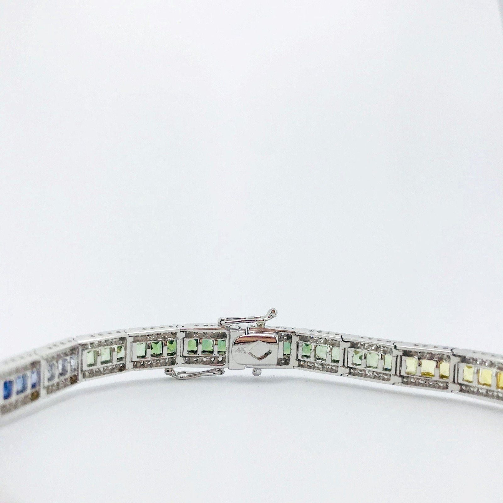Multi Colour Sapphire and Diamond Tennis Bracelet