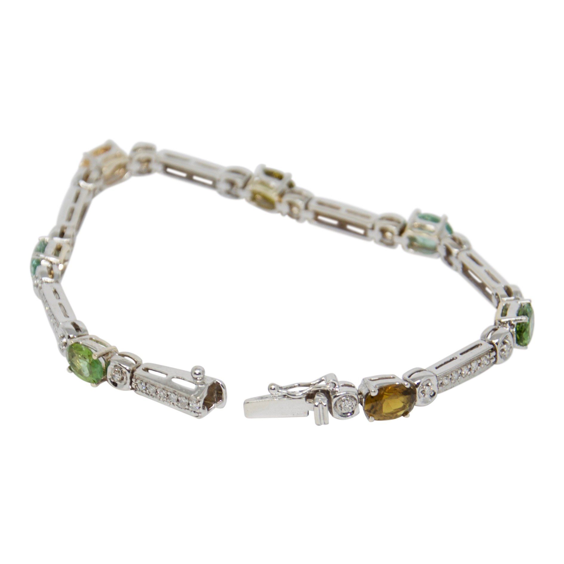 Multi-Colour Tourmaline and Diamond Bracelet