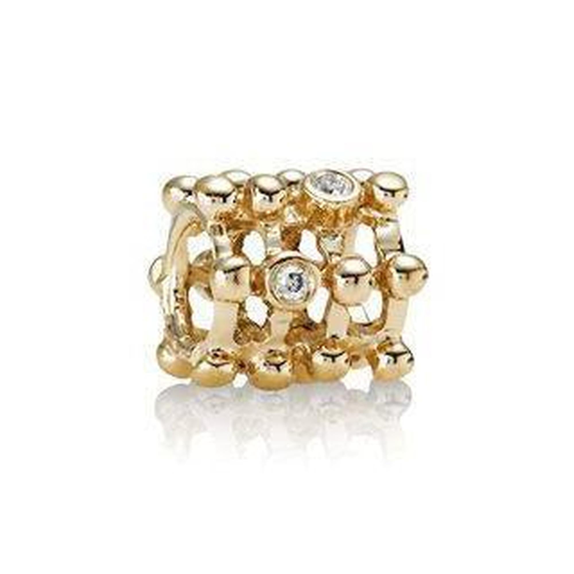 Pandora 14k Gold A Beautiful Catch Charm w/ Diamonds