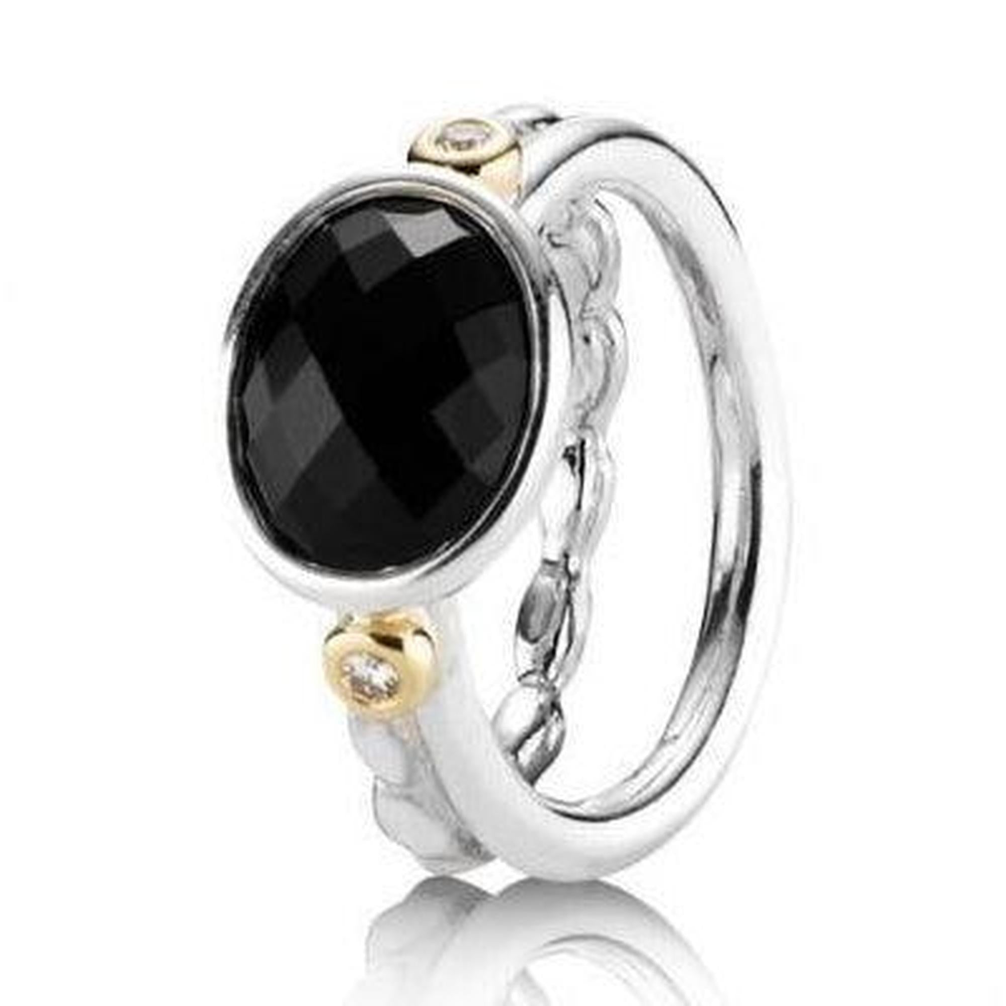 Pandora Black Onyx & Diamonds Stacking Ring