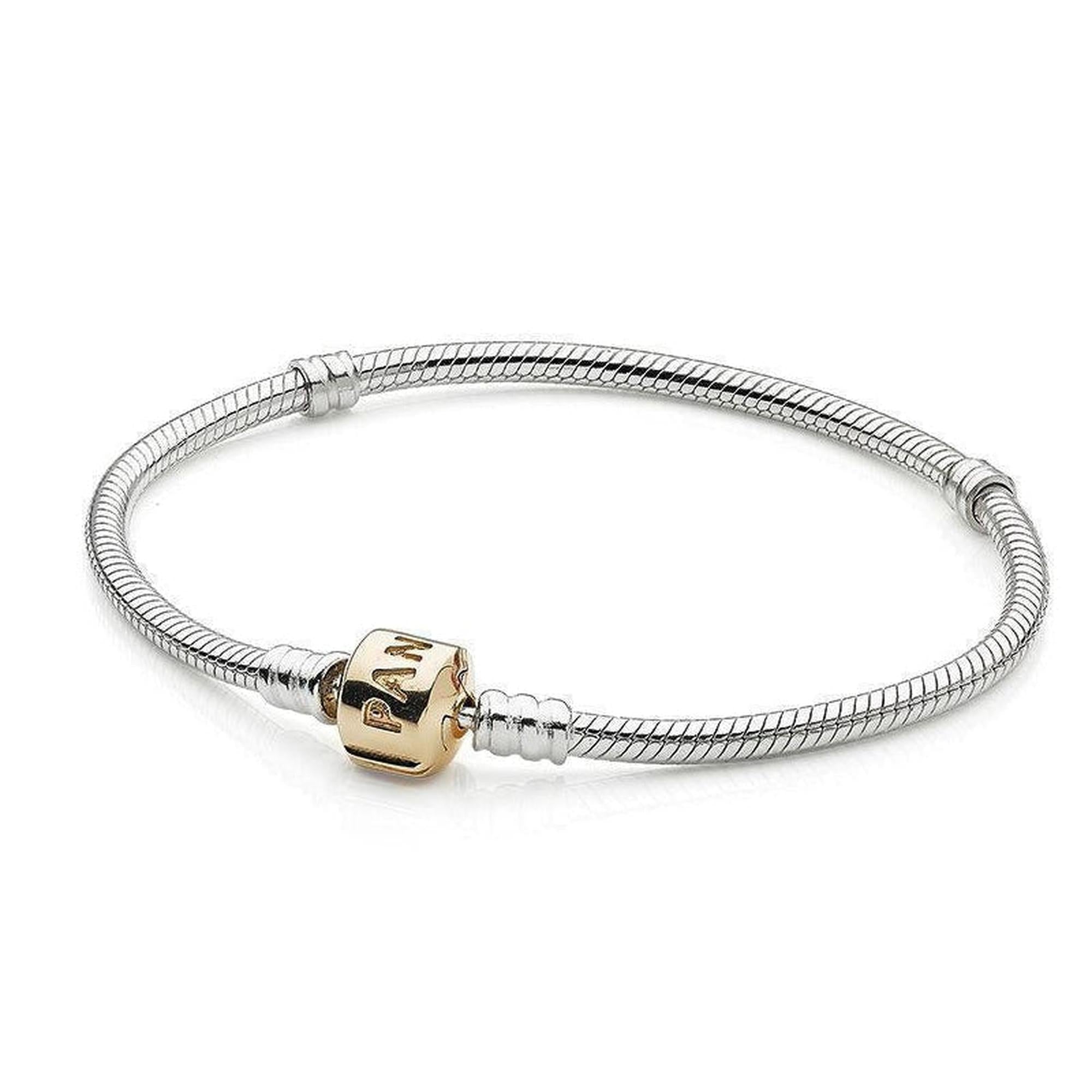 Pandora Charm Bracelet with 14k Yellow Gold Barrel Clasp, 8.3"/21 cm