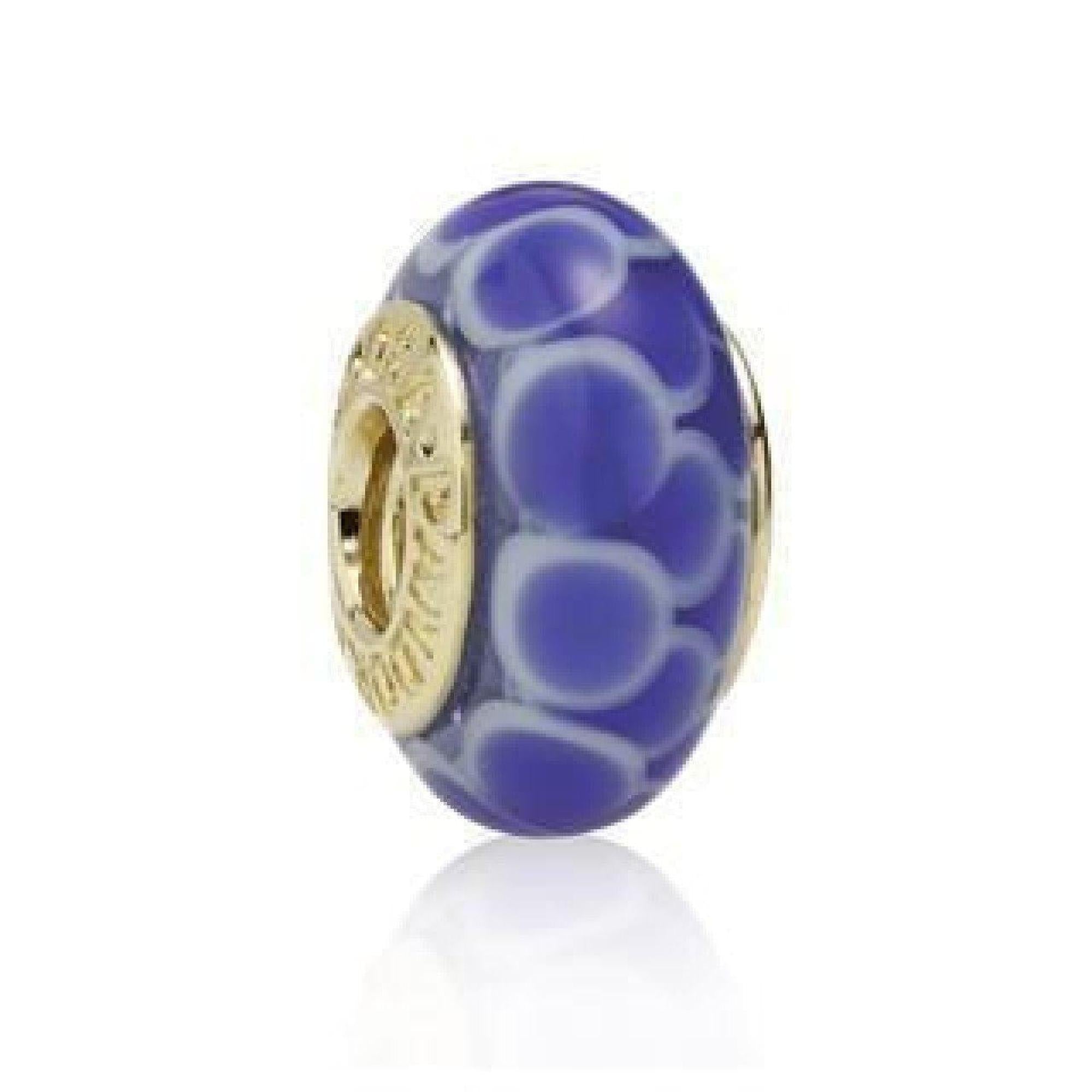 Pandora Gold Blue Lotus Murano Glass Charm