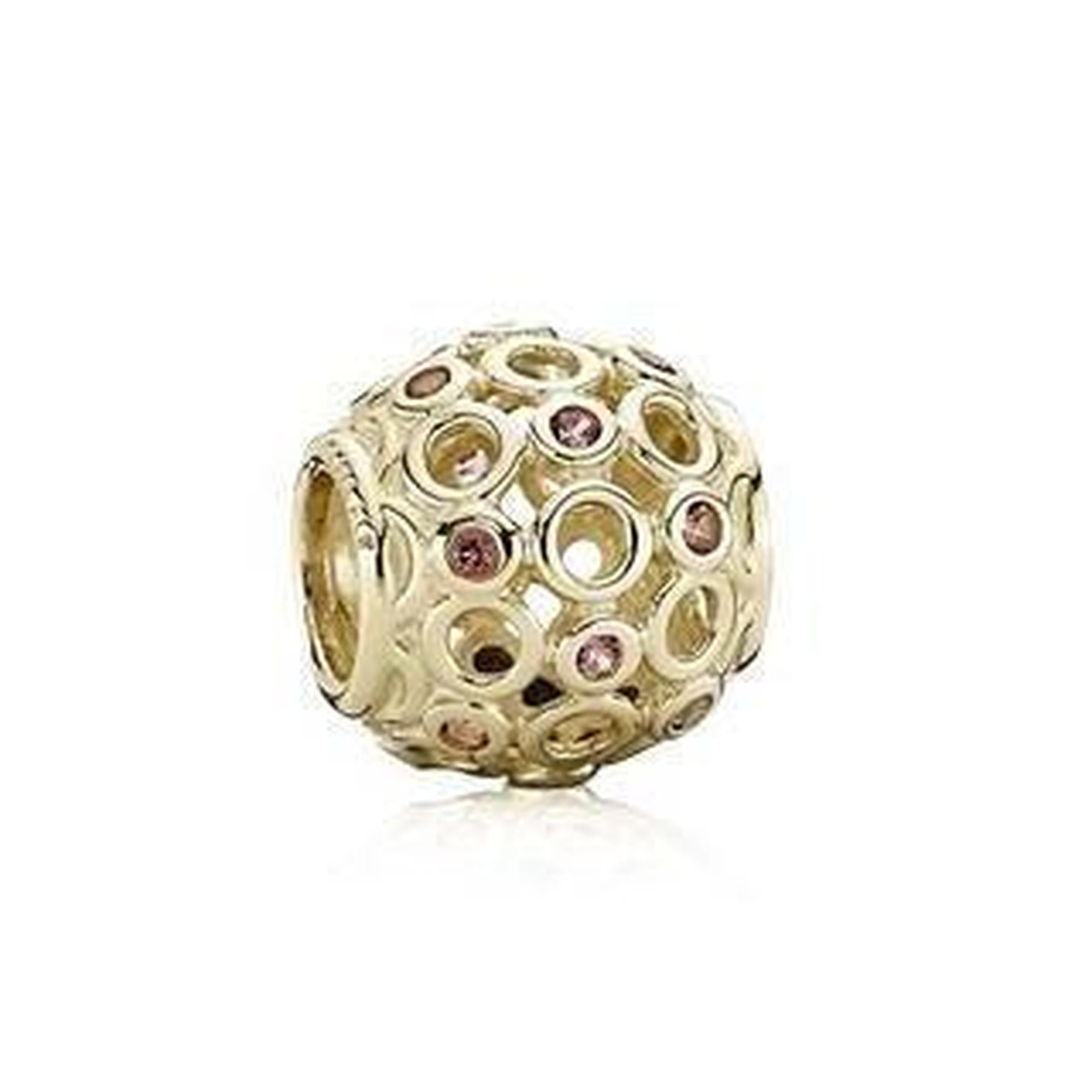 Pandora Gold Celtic Circles Charm with Pink Topaz