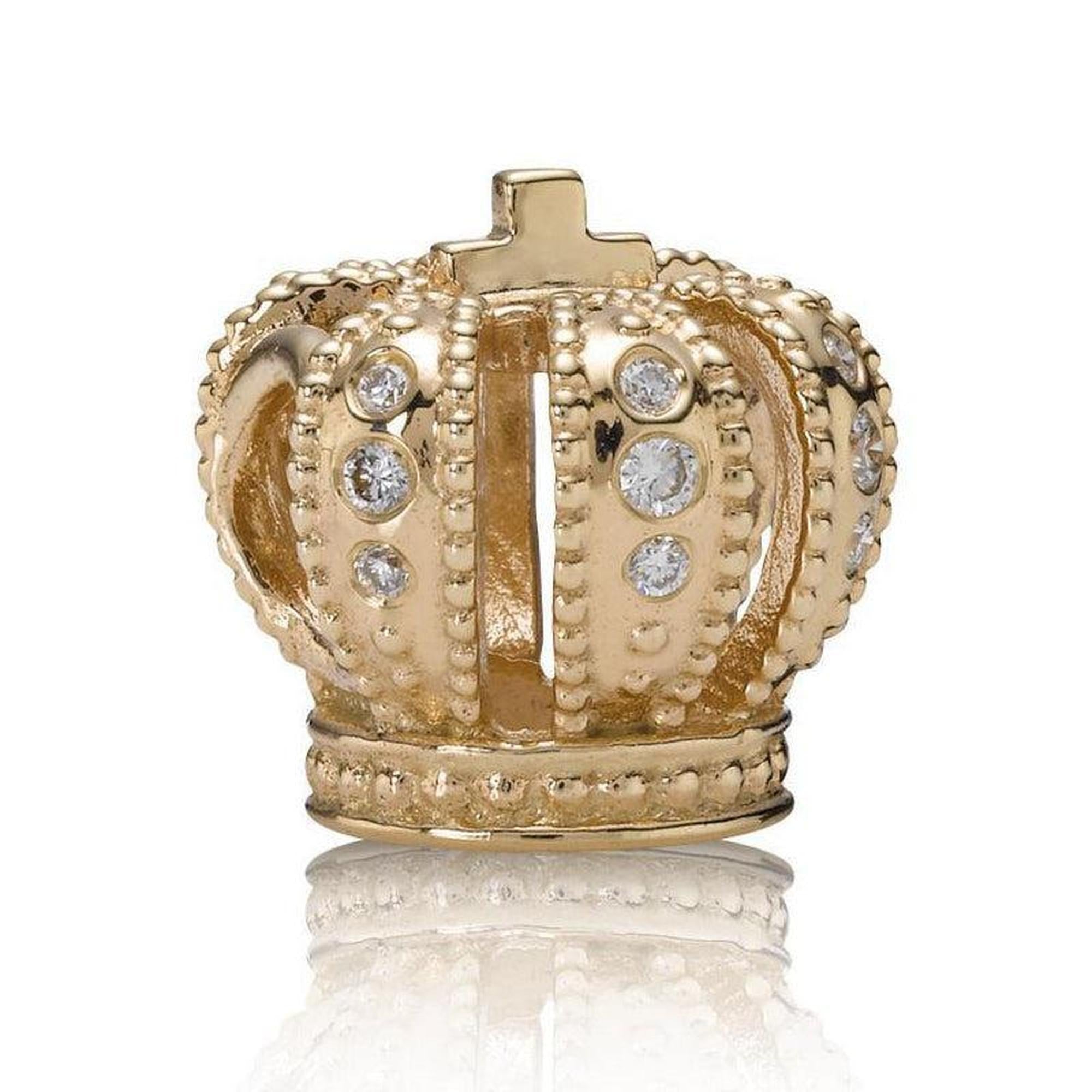 Pandora Gold Crown Charm with Diamonds