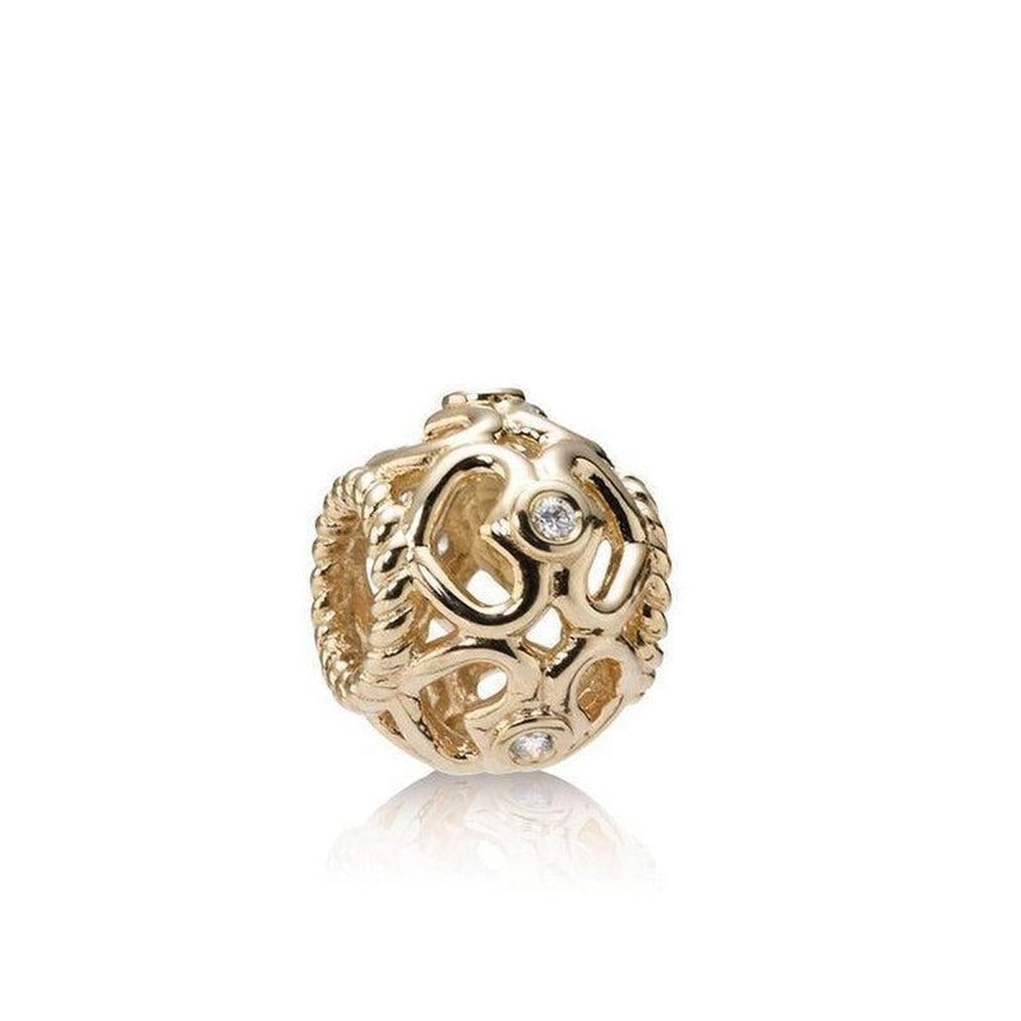Pandora Gold Diamond Open Heart Charm