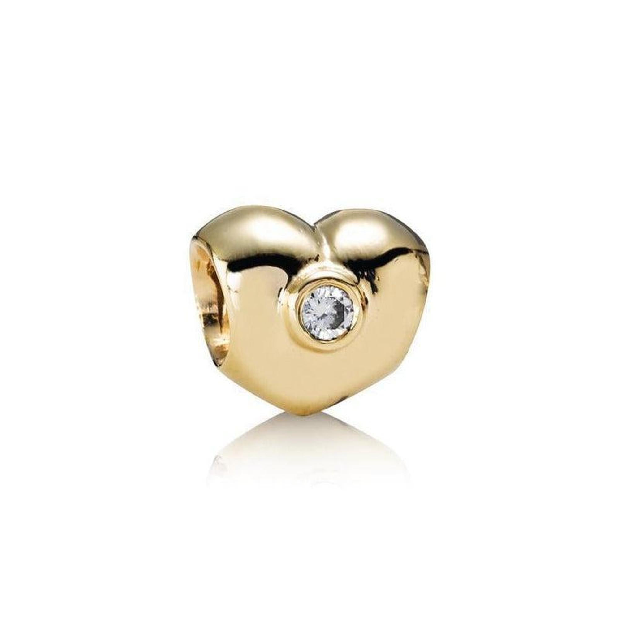 Pandora Gold Sparkling Heart Charm with Diamonds