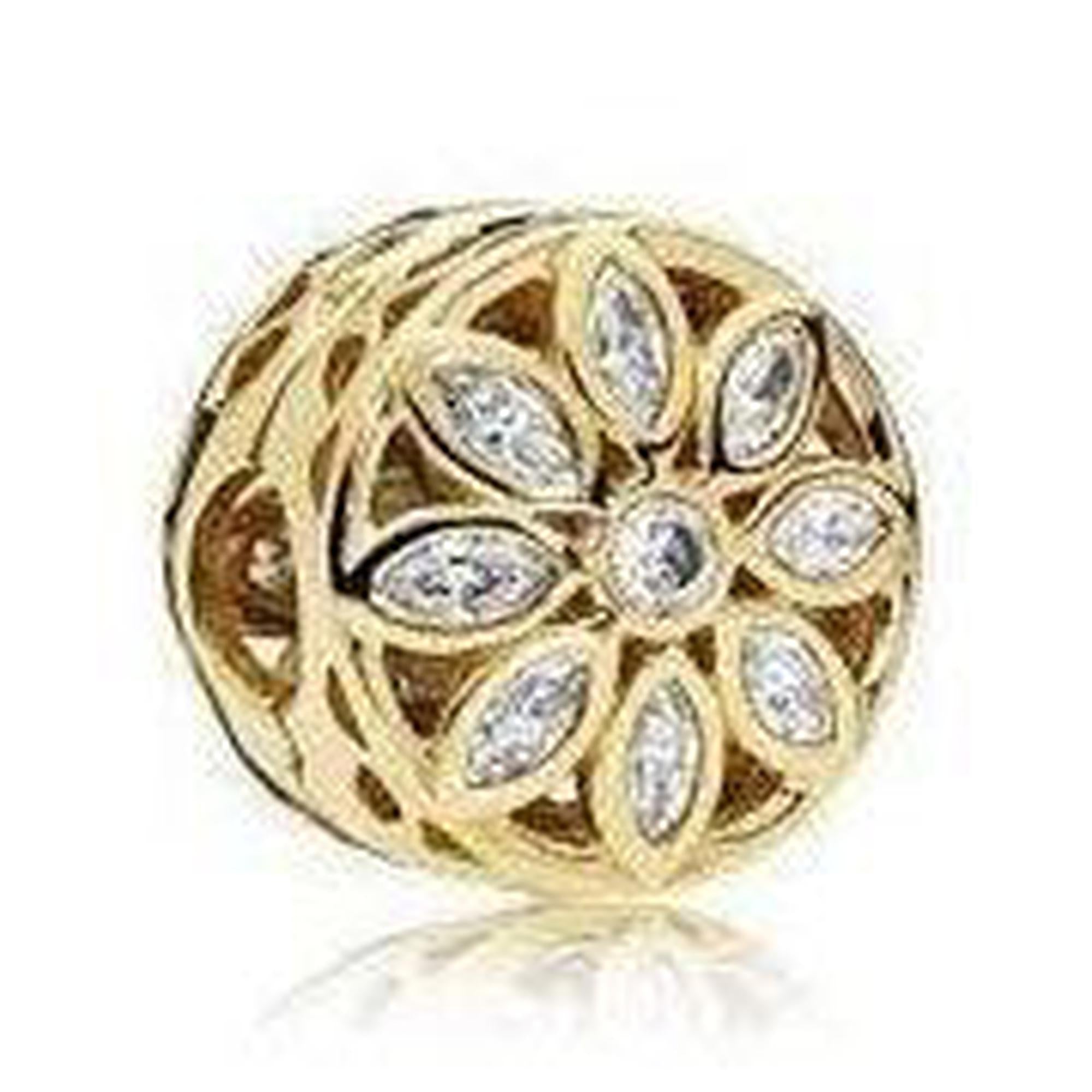 Pandora Openwork Marquise Flower Gold Clip Charm