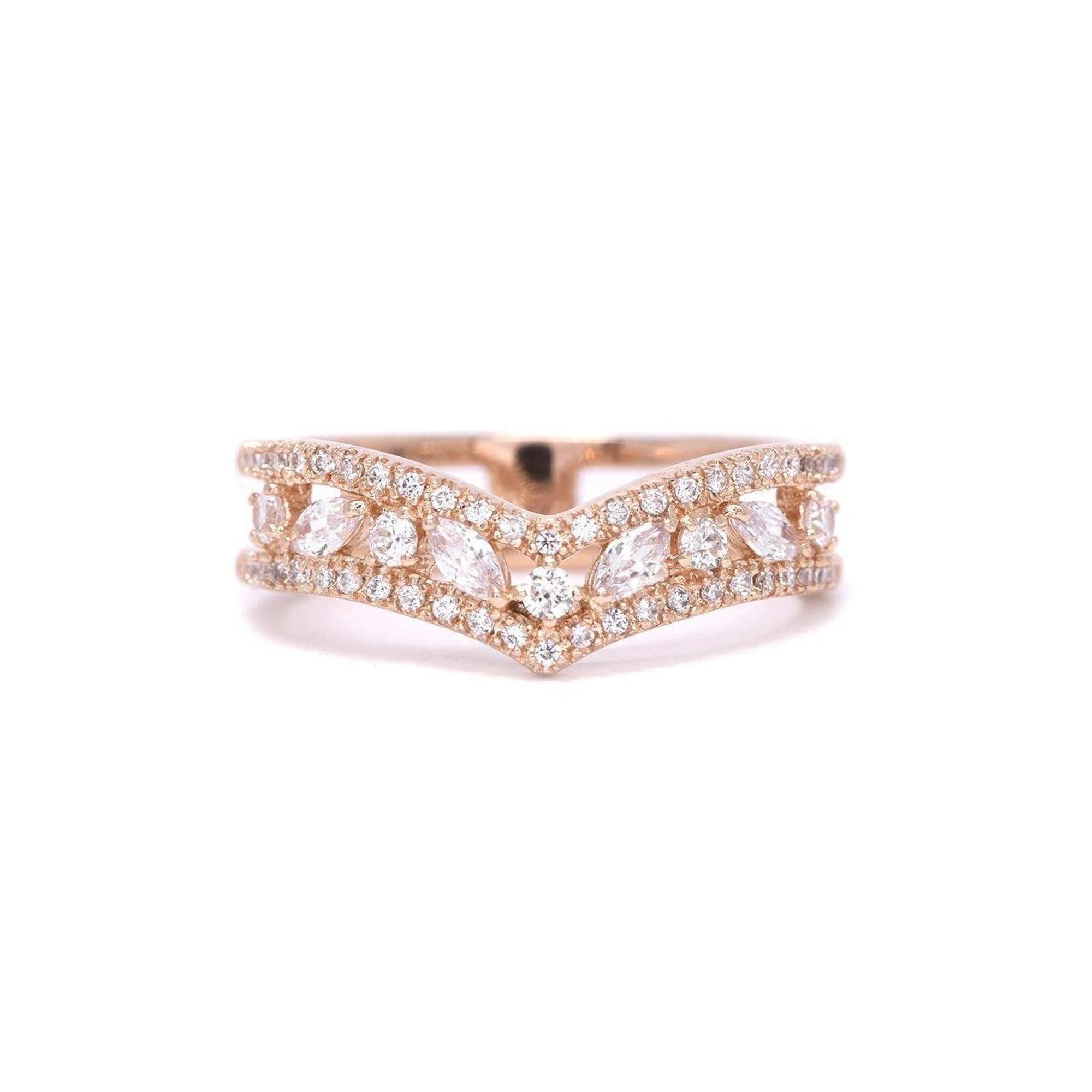 Pandora Rose Sparkling Marquise Double Wishbone Ring
