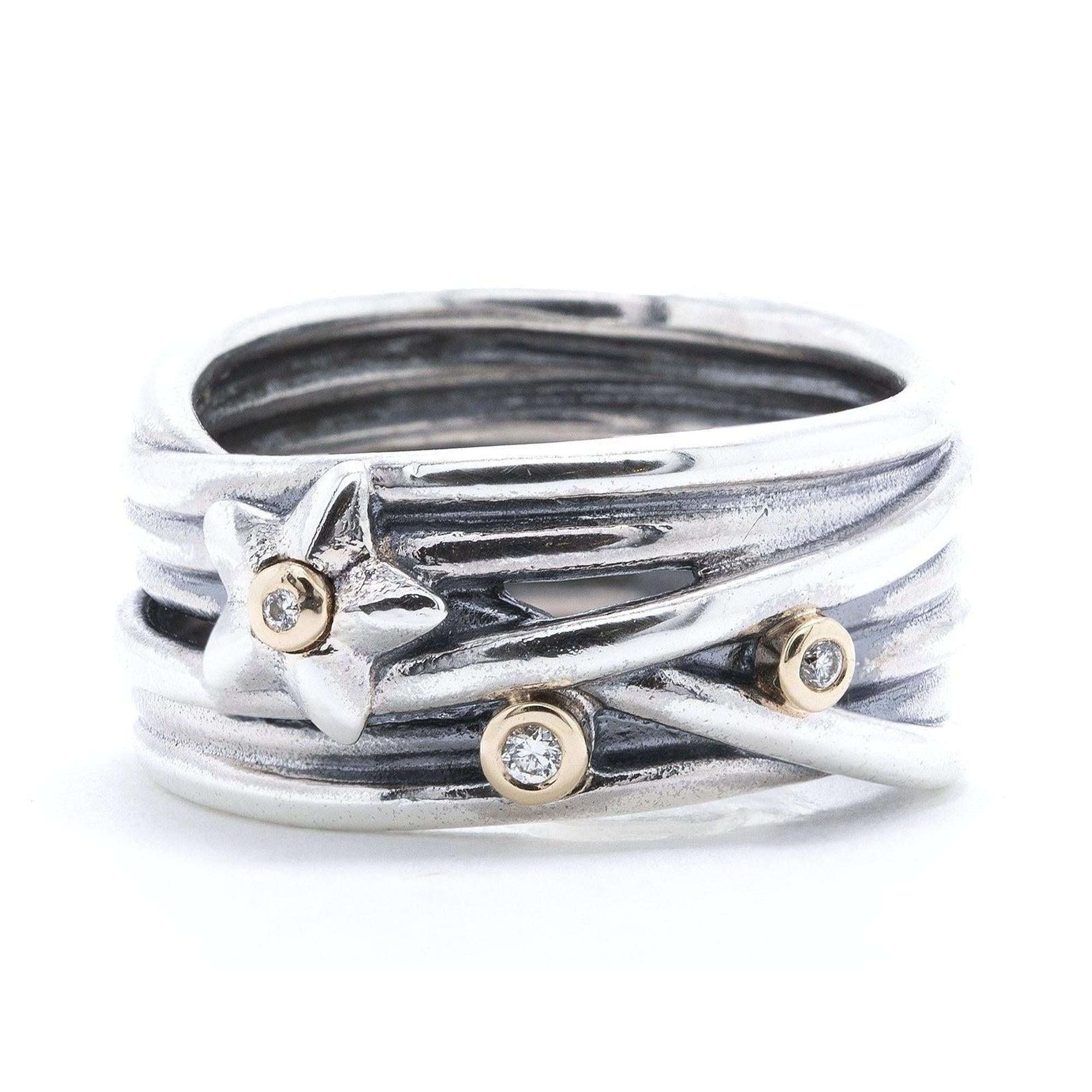 Pandora Stella Star Band Ring, Size 7