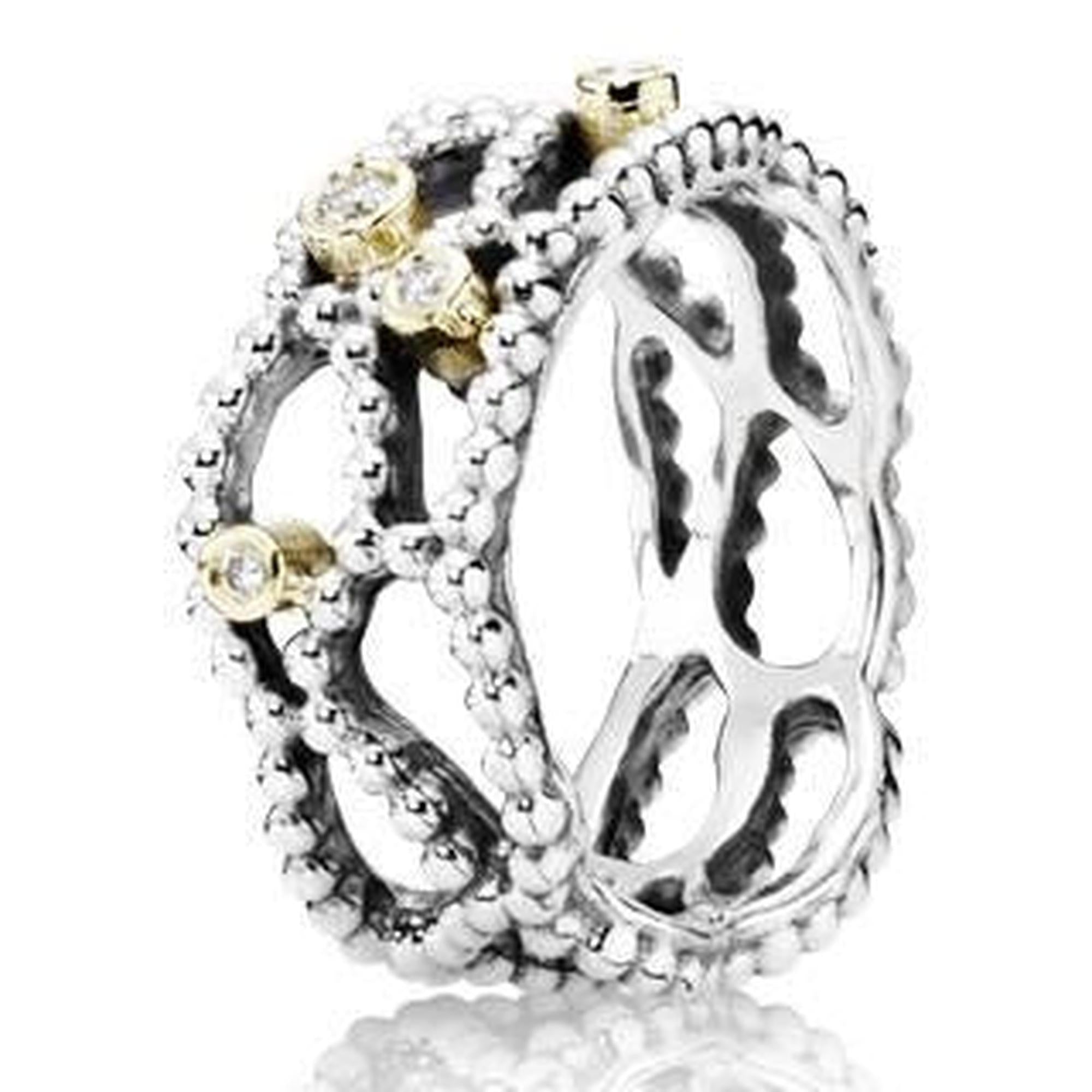 Two Tone Pandora Rings Pandora Two-Tone Ring with Diamonds – OLIVER'S