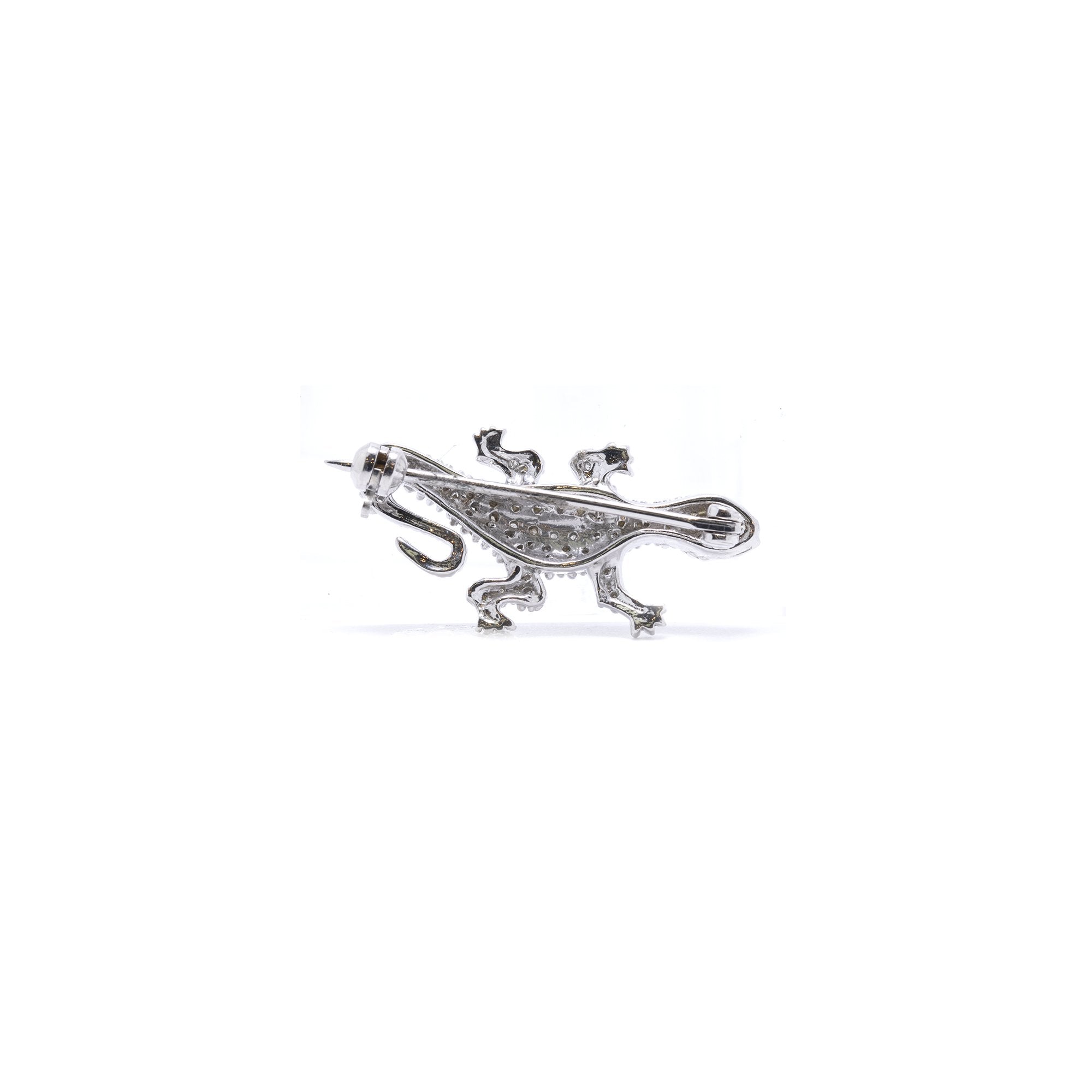 Pave Diamond Lizard Brooch