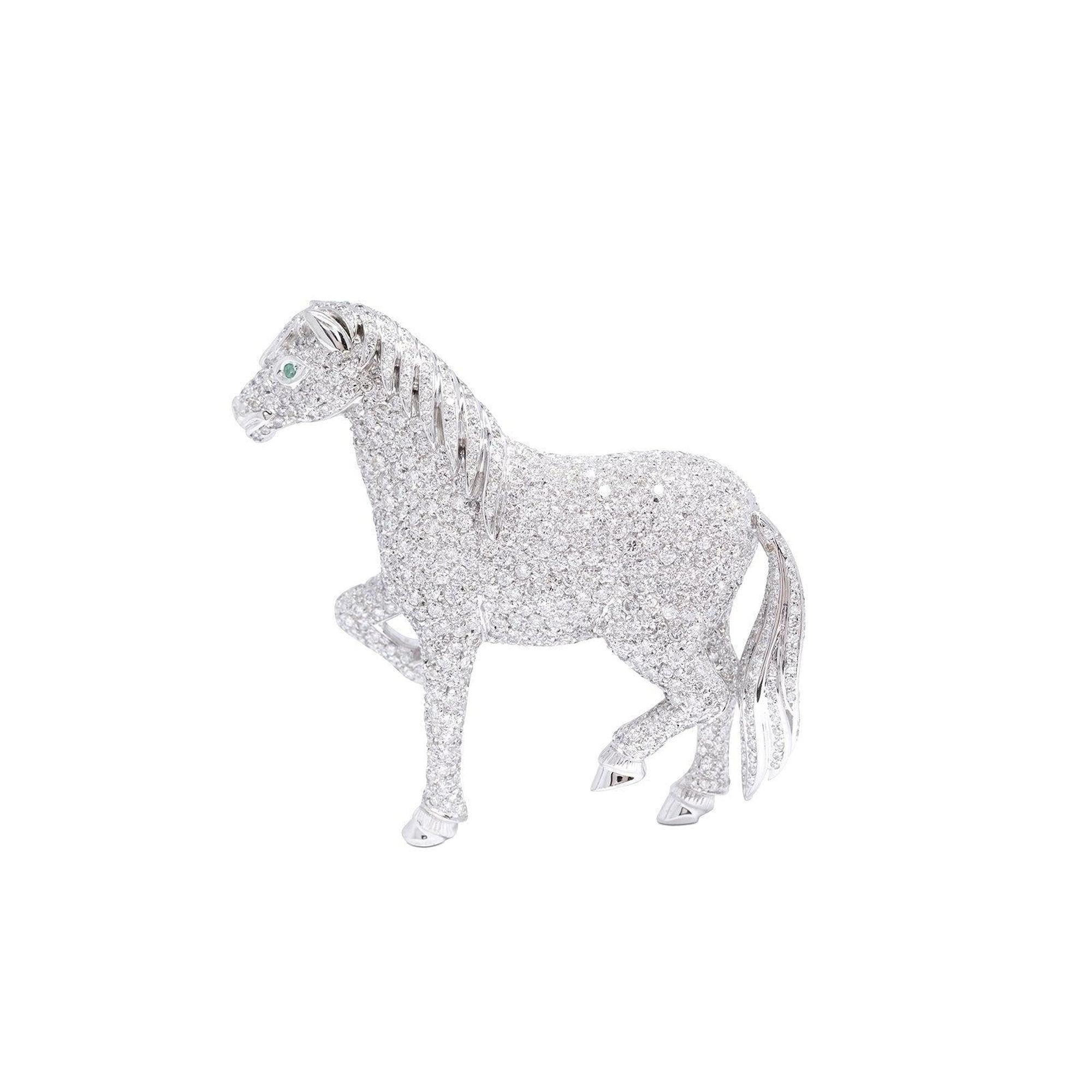 Pave Diamond Pony Brooch