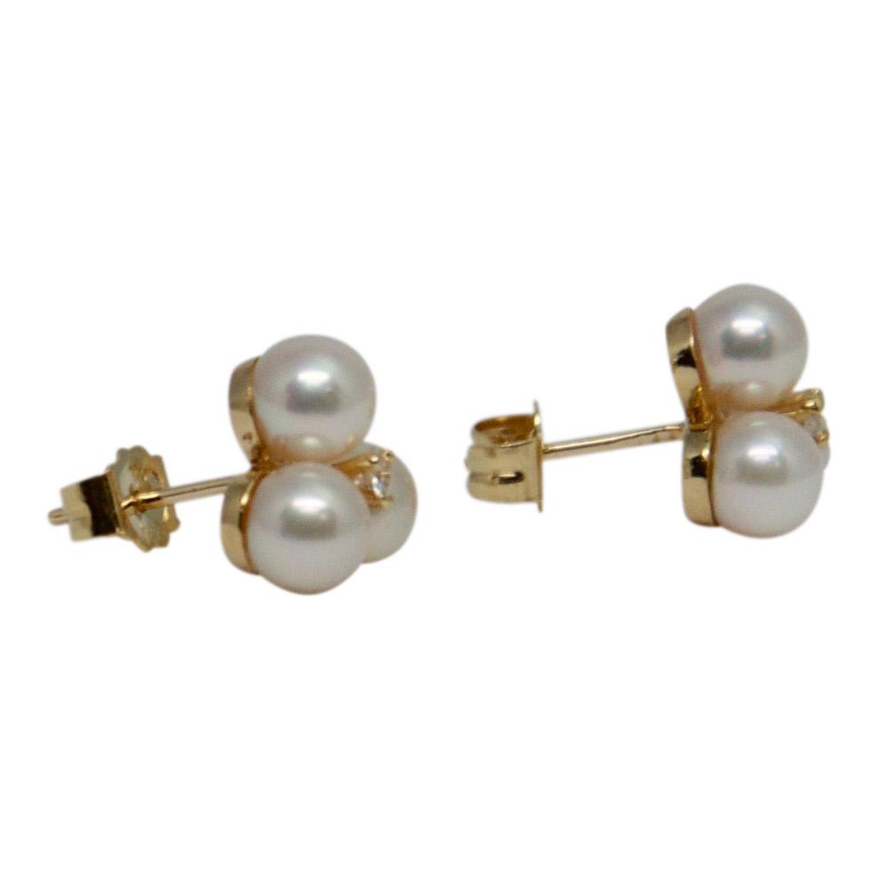 Pearl and Diamond Cluster Earrings