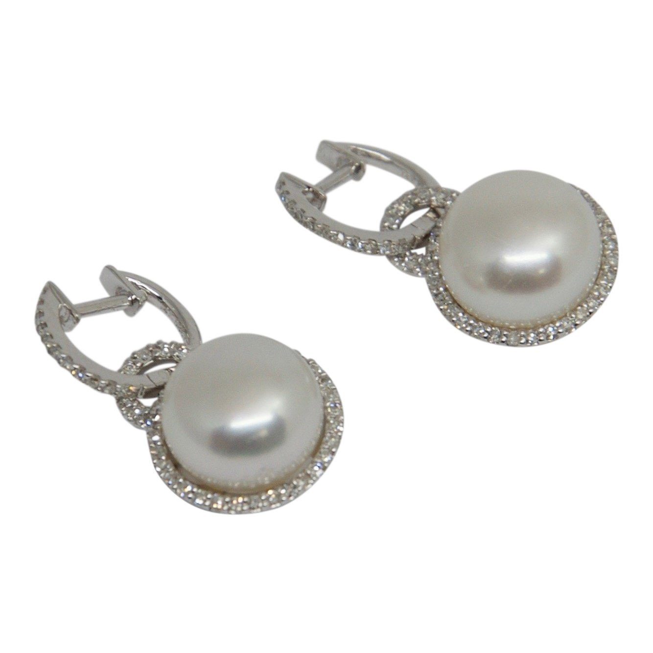 Pearl and Diamond Drop Earrings
